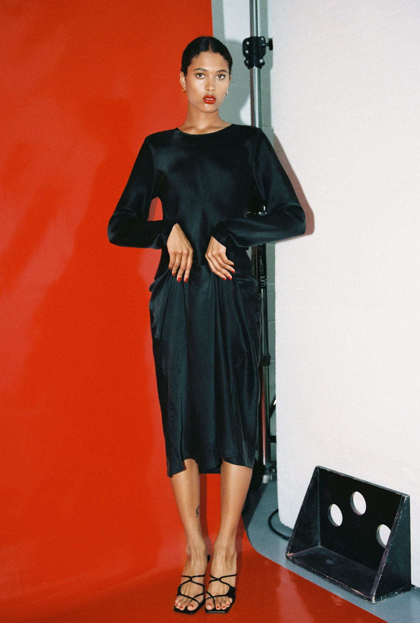 Full Sleeve Bias Dress Black