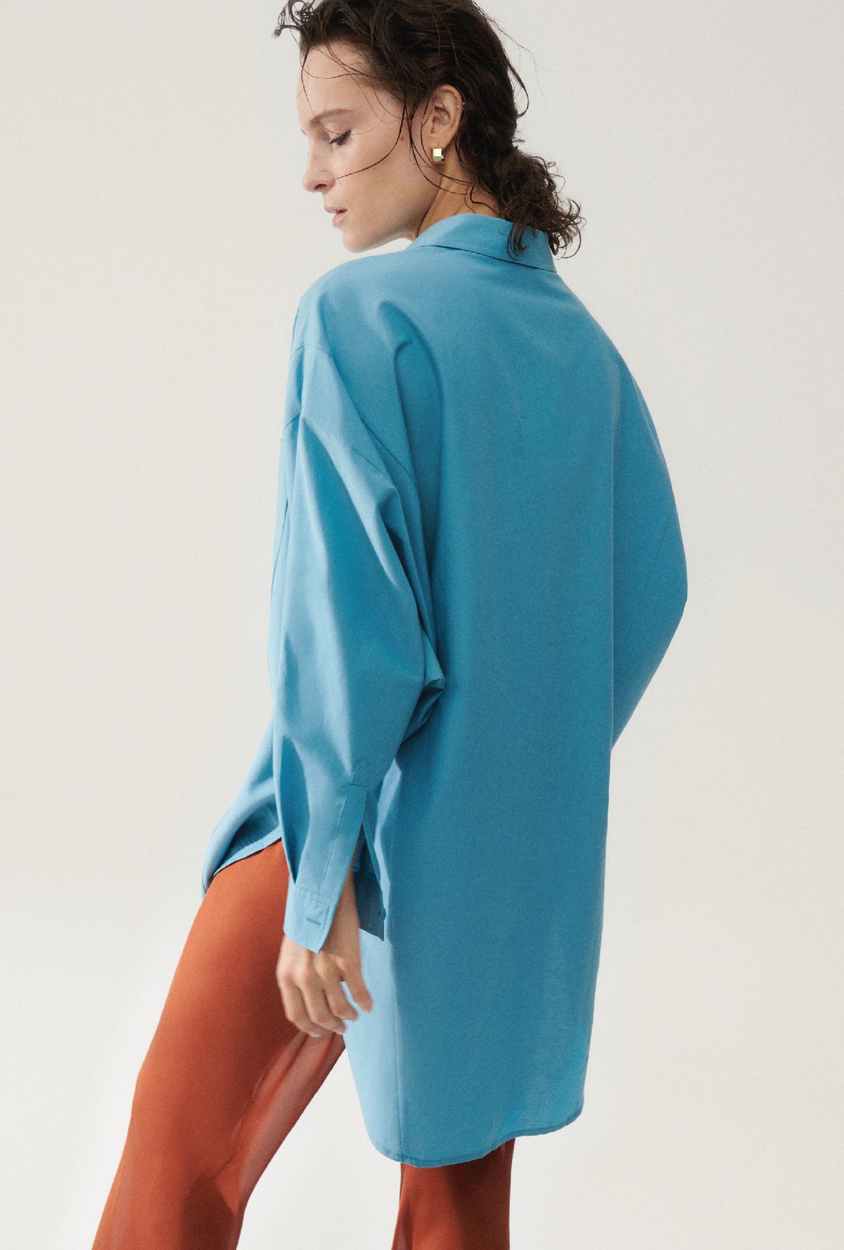 Cotton Silk Round Shirt Lake