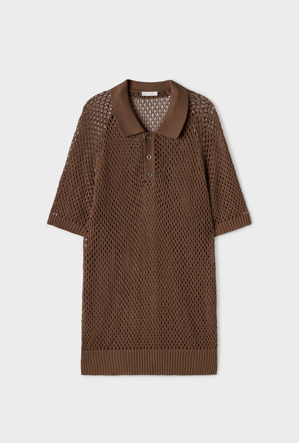 Crochet Raglan Polo Dark Earth