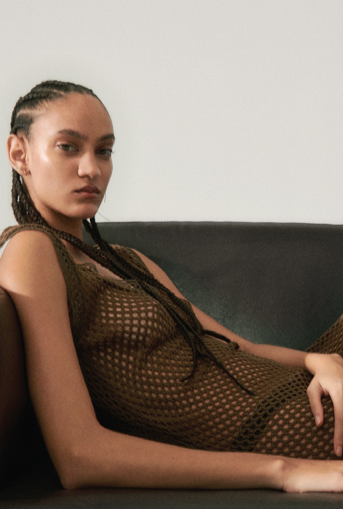 Crochet Scoop Neck Dress Dark Earth