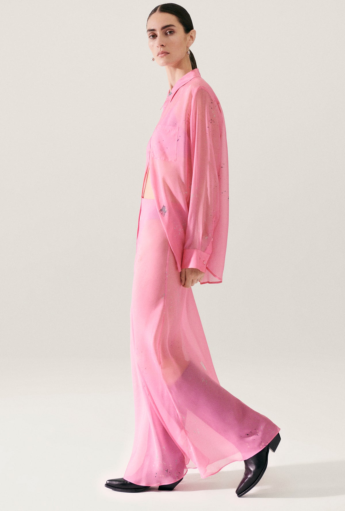 Chiffon Boyfriend Shirt Hog Wash