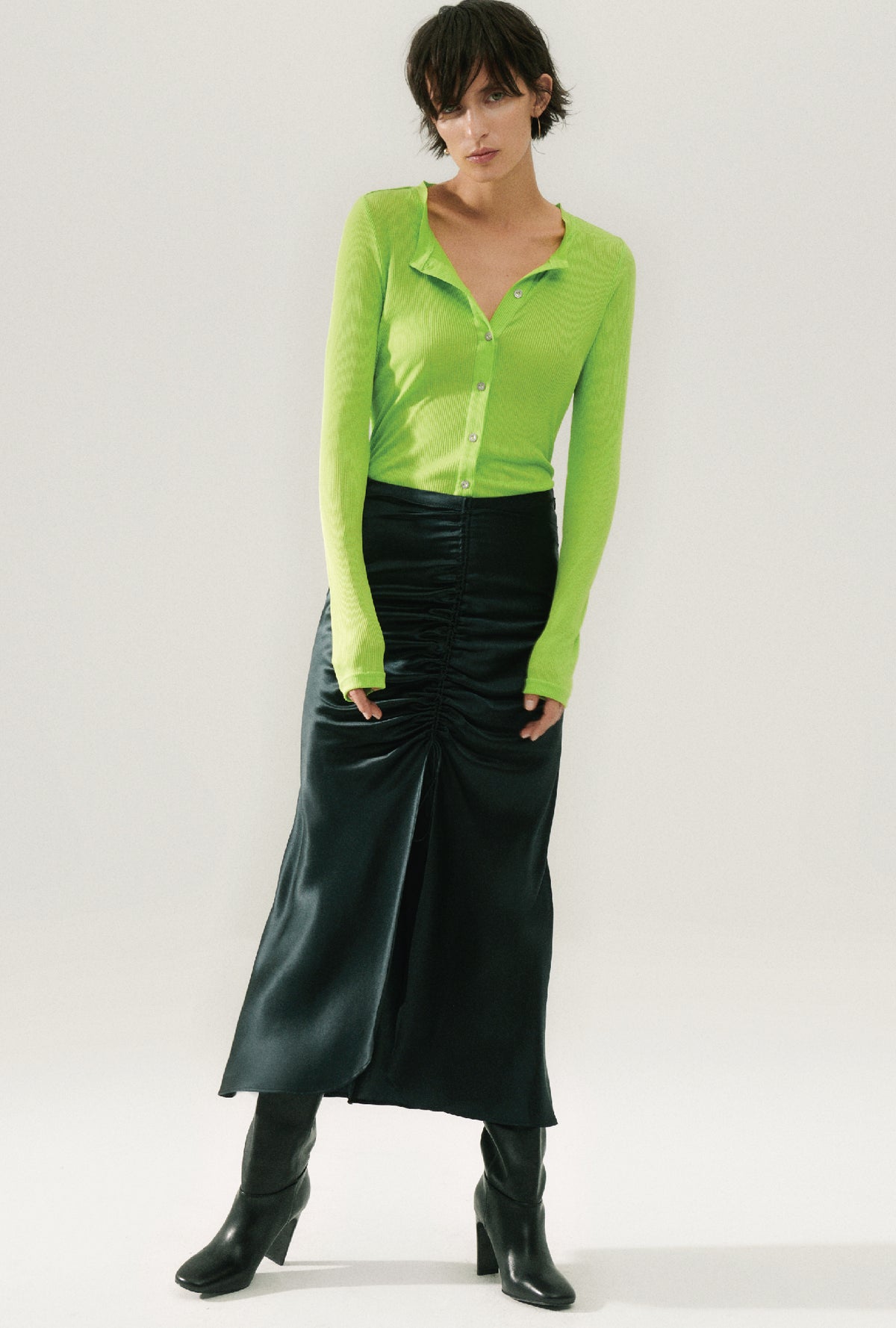 Ribbed Kia Cardigan Fern