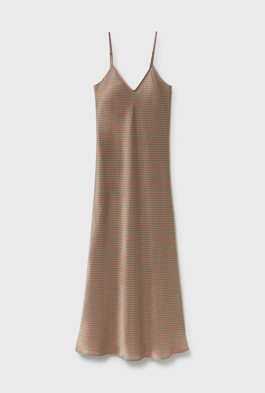 90s Slip Dress Micro Plaid