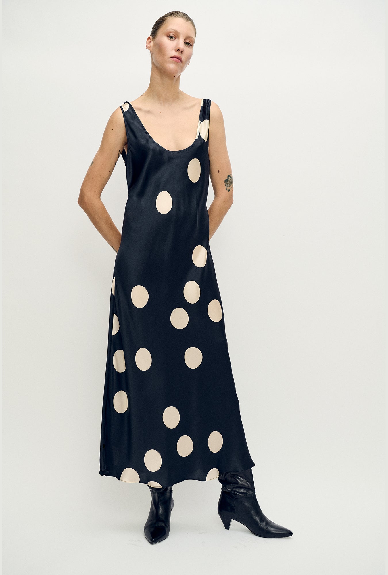 Scoop Neck Dress Large Polka Dot