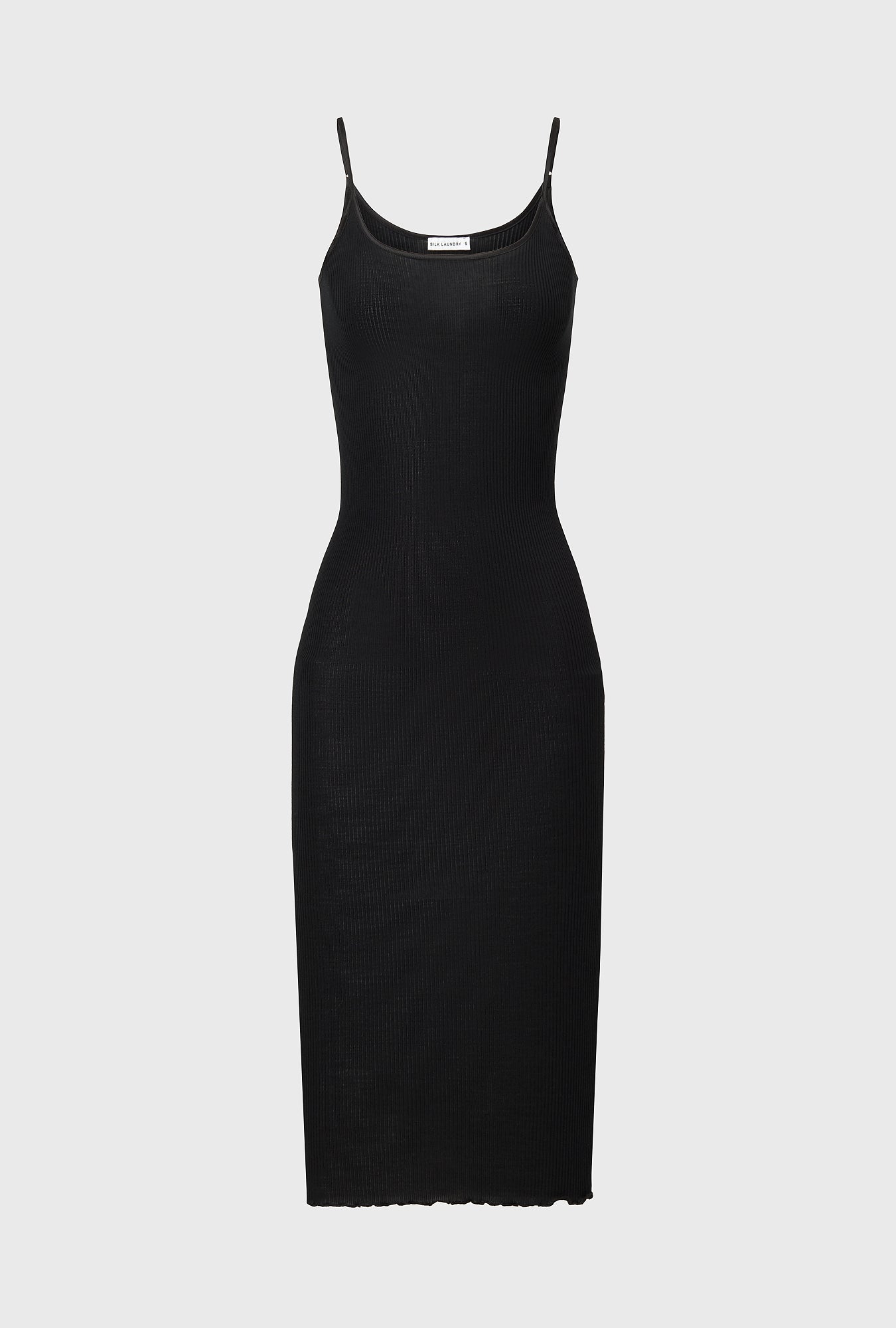 Silk Wool Ribbed Essential Slip Black