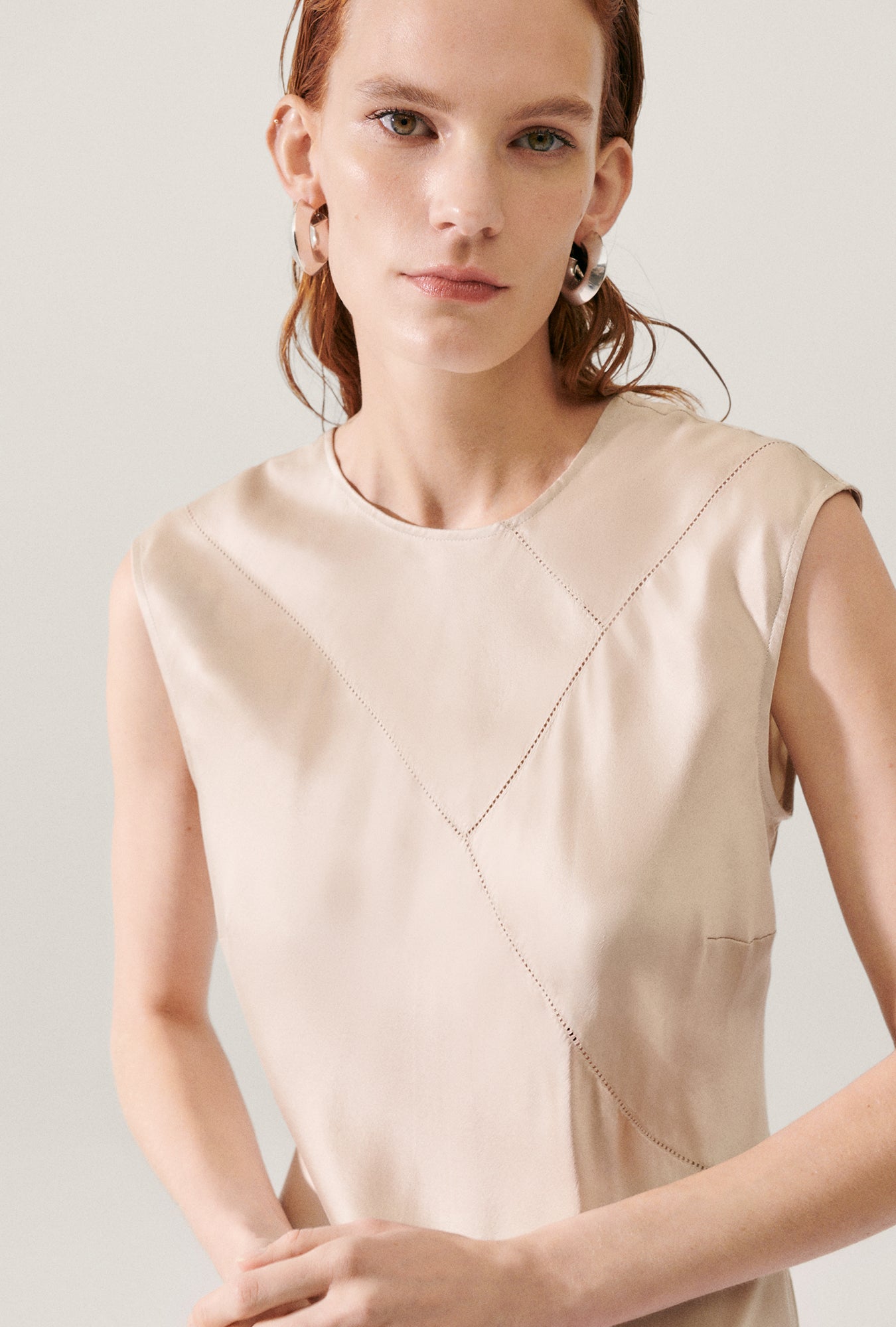 Splice Sleeveless Dress Hazelnut