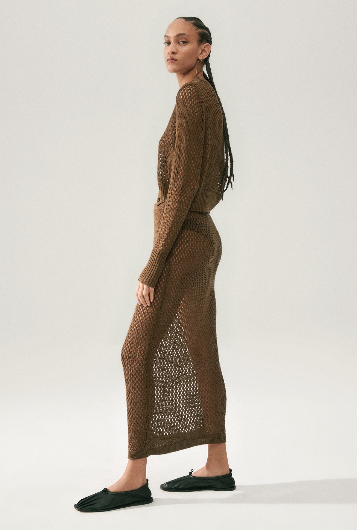 Crochet Straight Skirt Dark Earth
