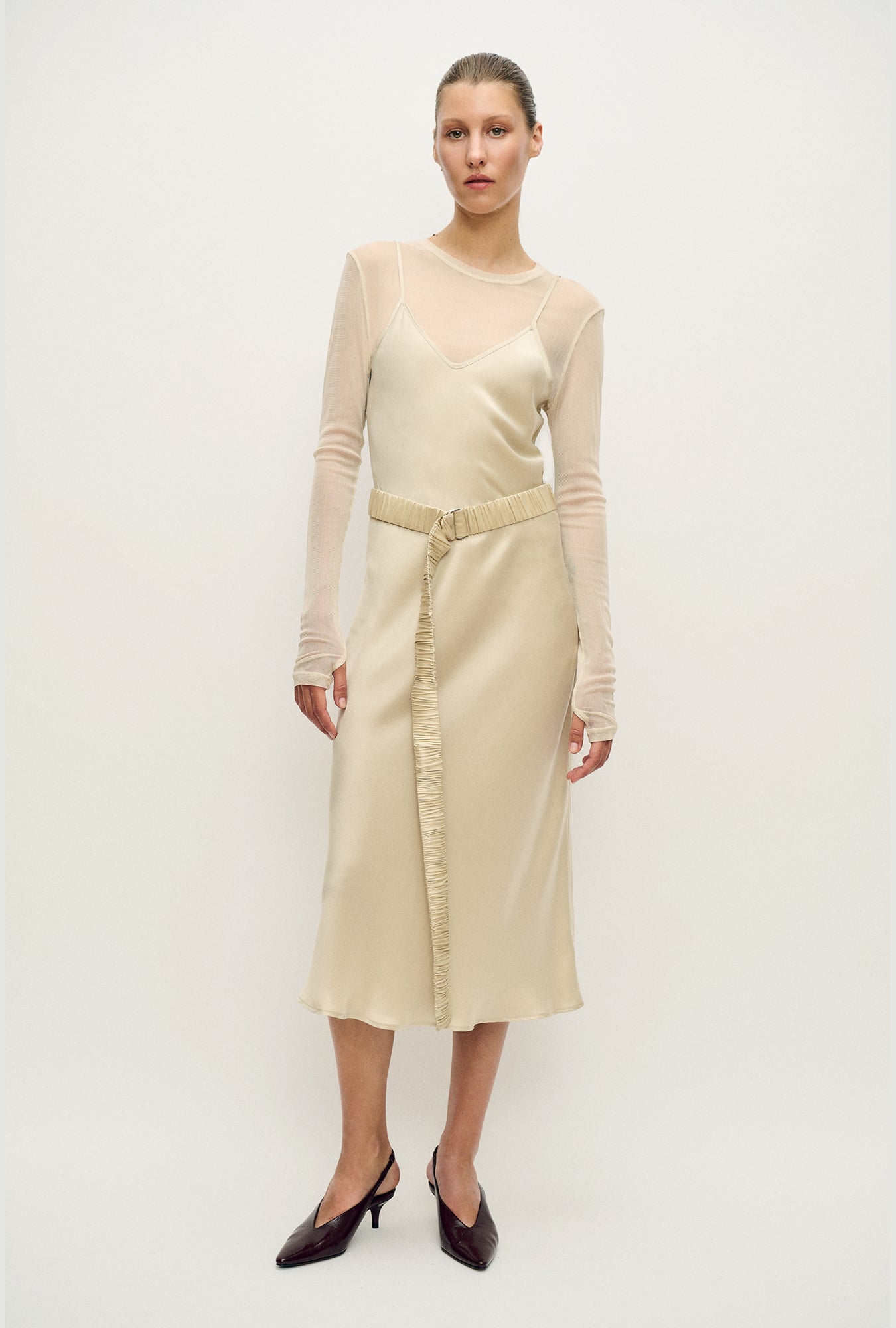 Mesh Long Sleeve Top Hazelnut