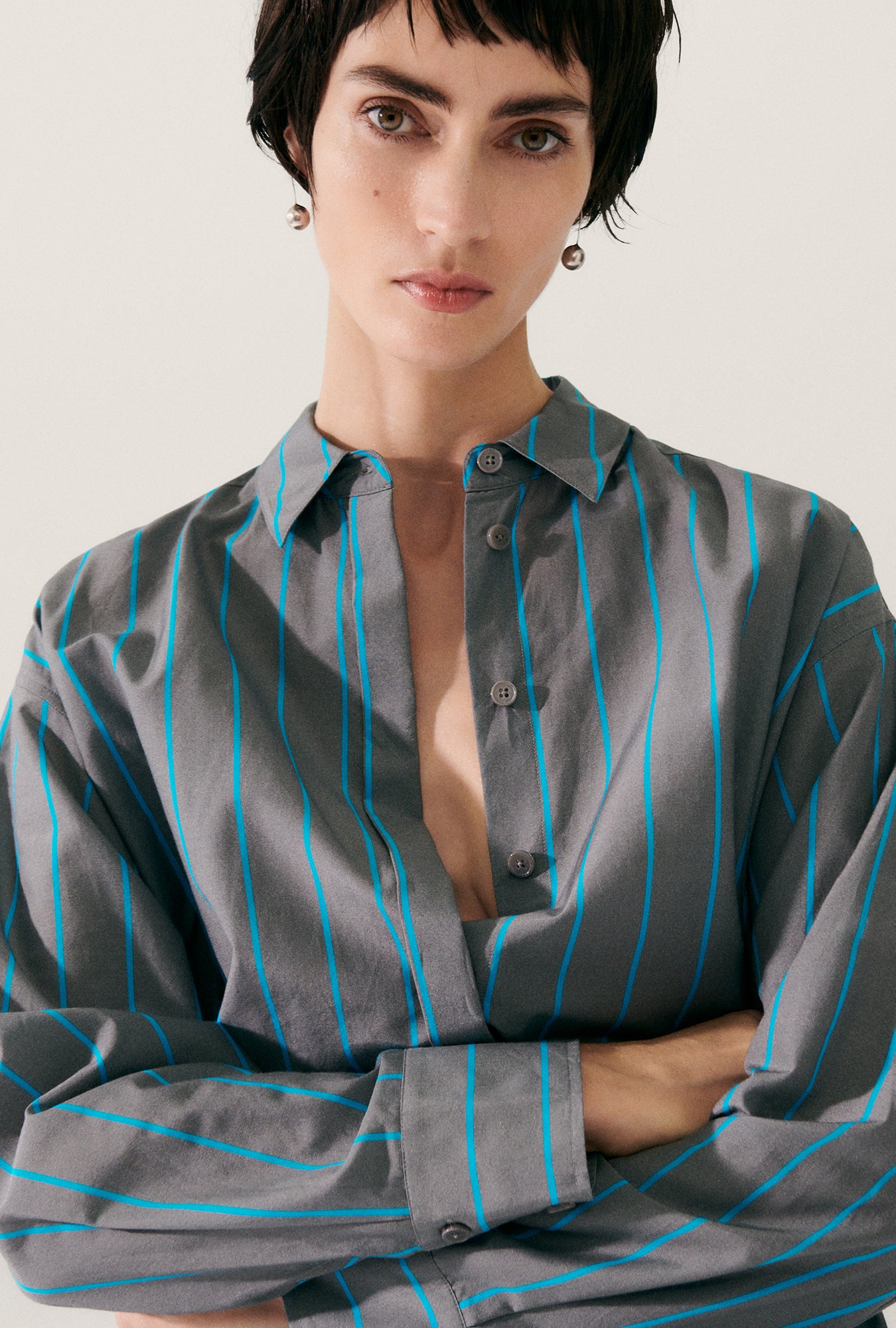Cotton Silk Morning Shirt Oxygen Stripe