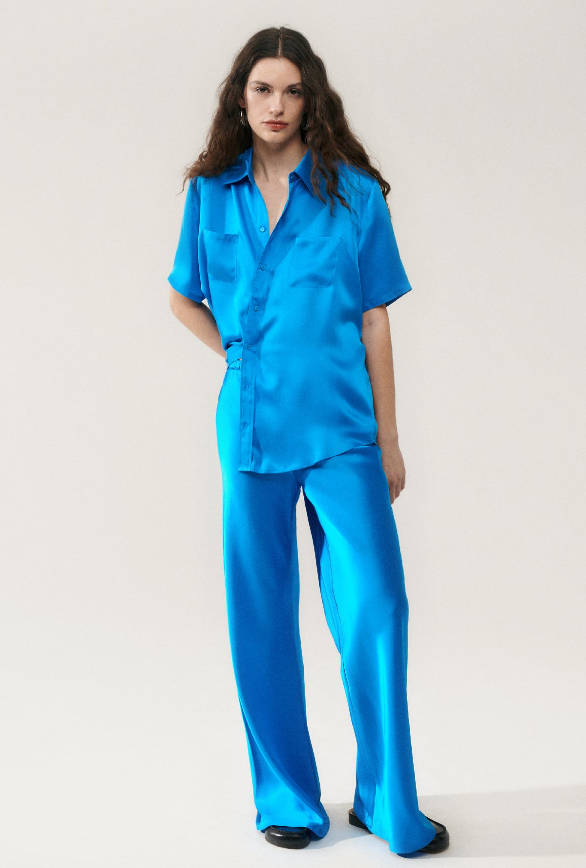 Bias Cut Pants Coast Blue