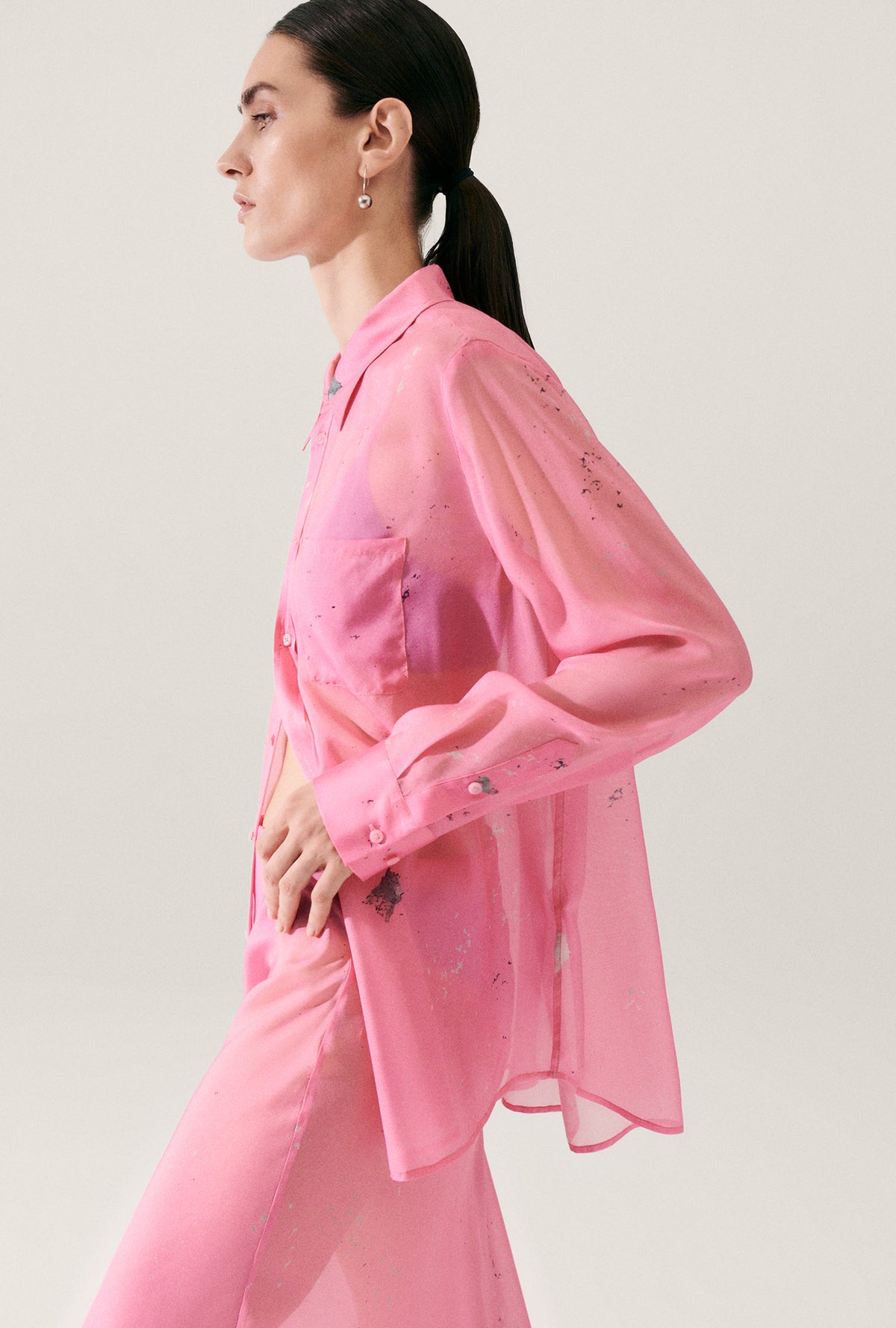 Chiffon Boyfriend Shirt Hog Wash