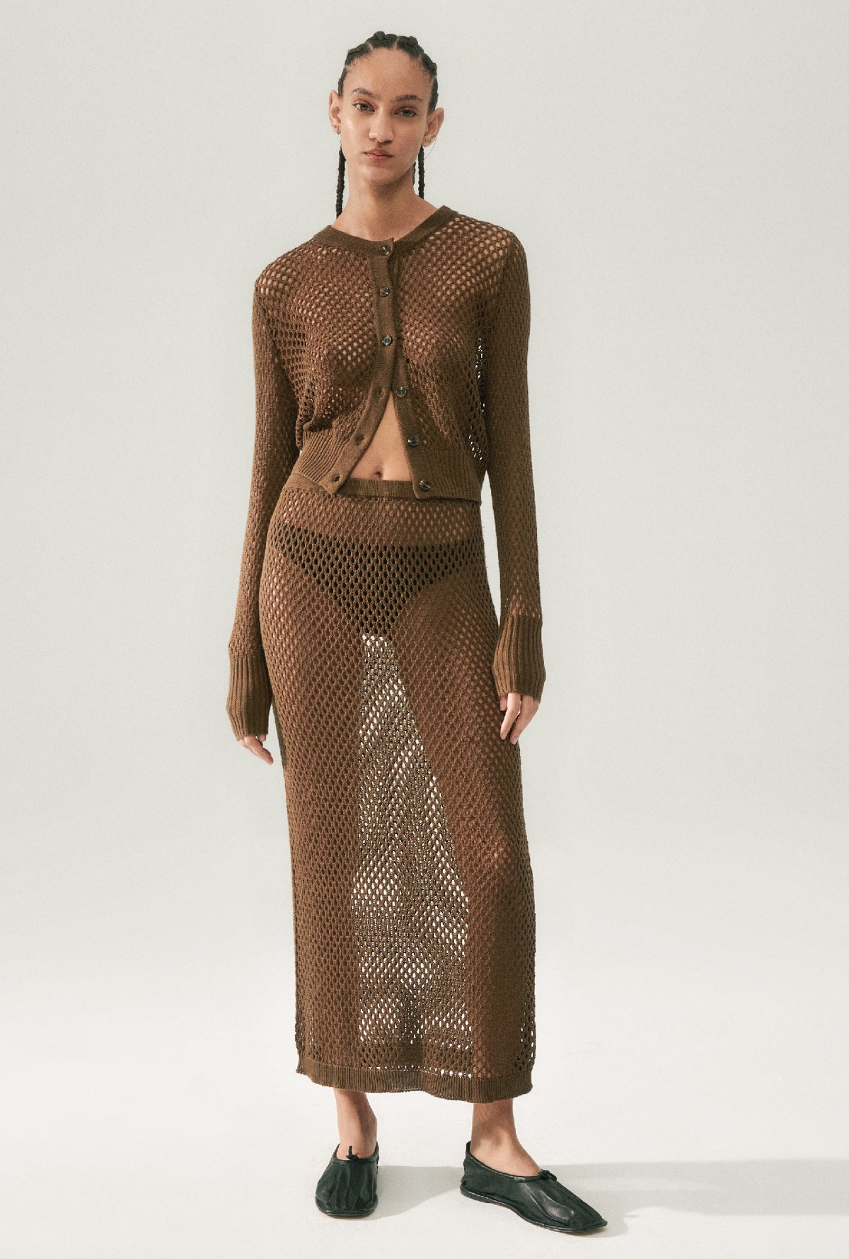 Crochet Straight Skirt Dark Earth