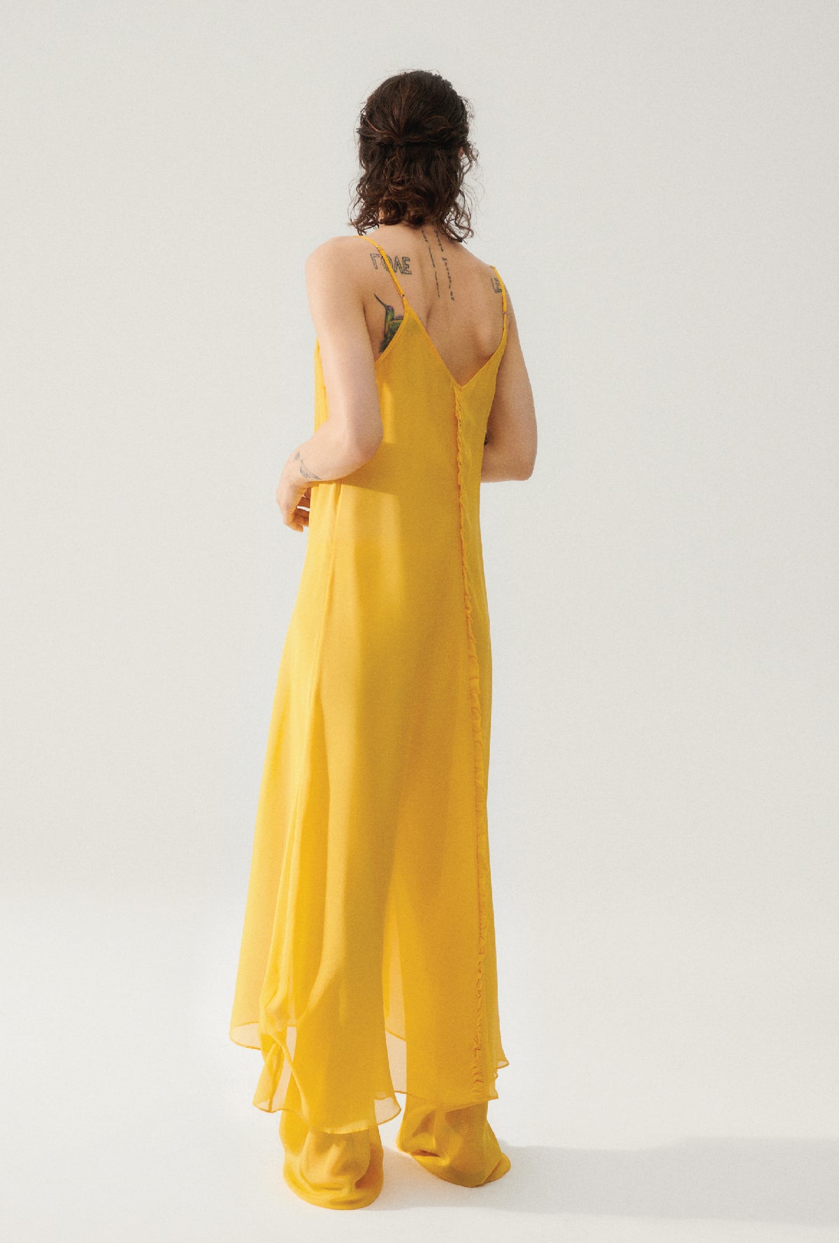 Chiffon Toni Ruffle Dress Goldfinch