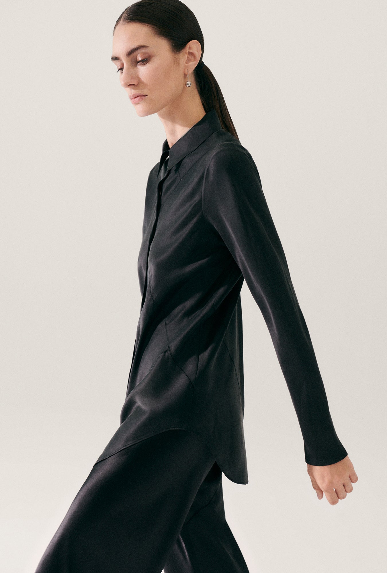 Splice Bias Cut Shirt Black