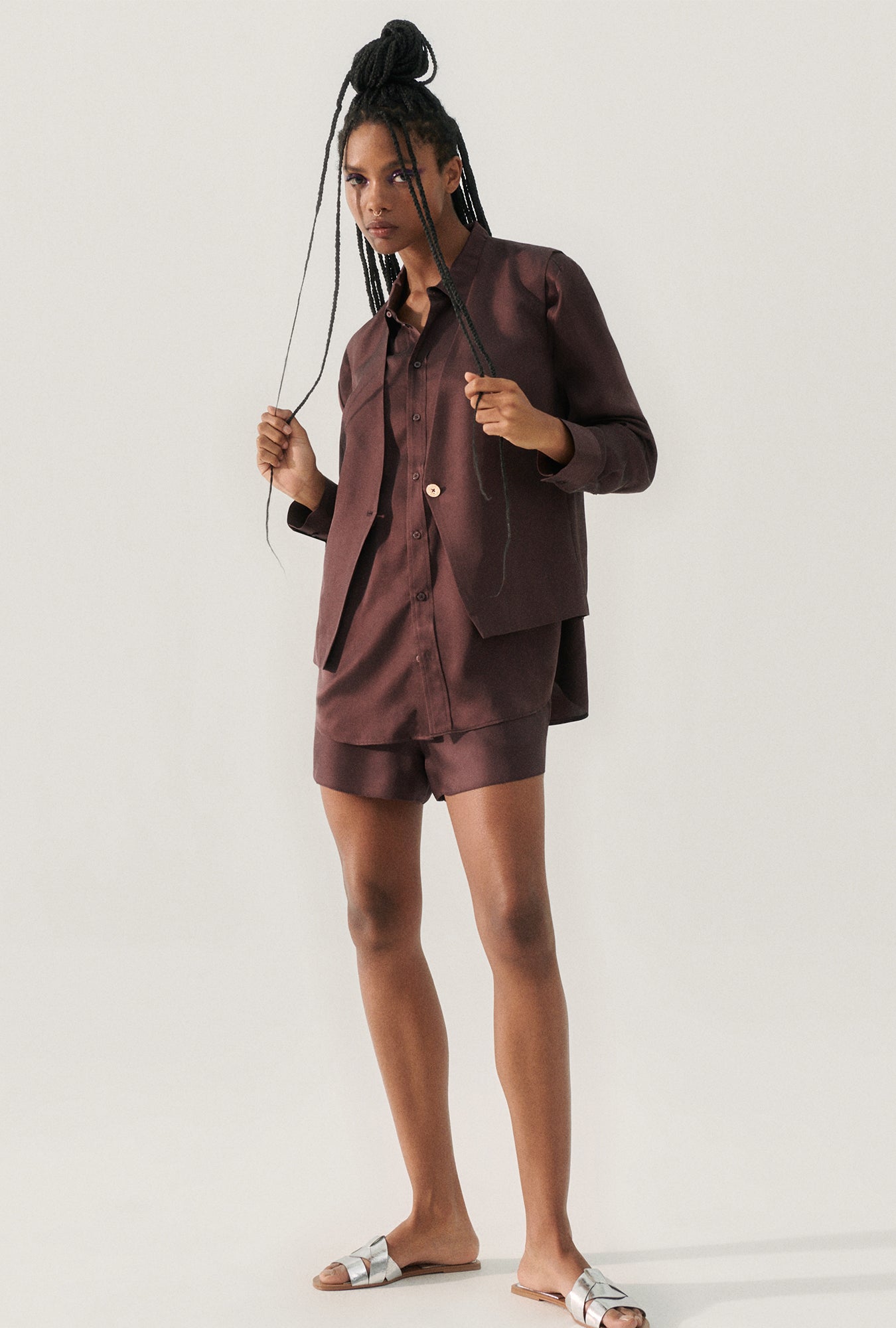 Twill Slouch Vest Cacao