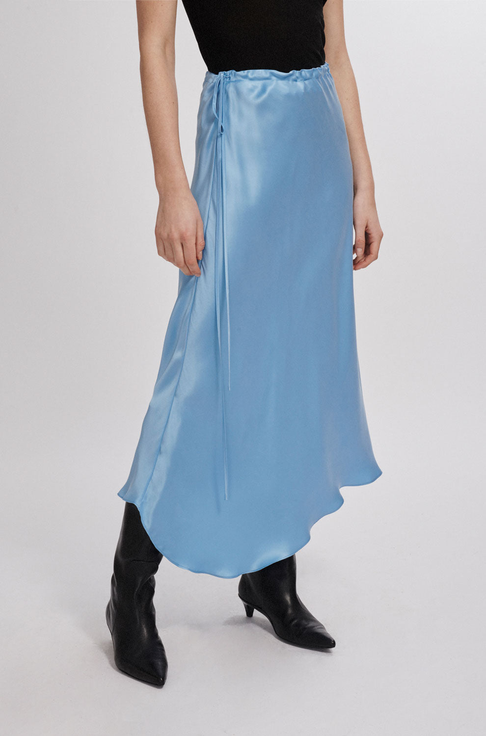 Asymmetric Skirt Airy Blue