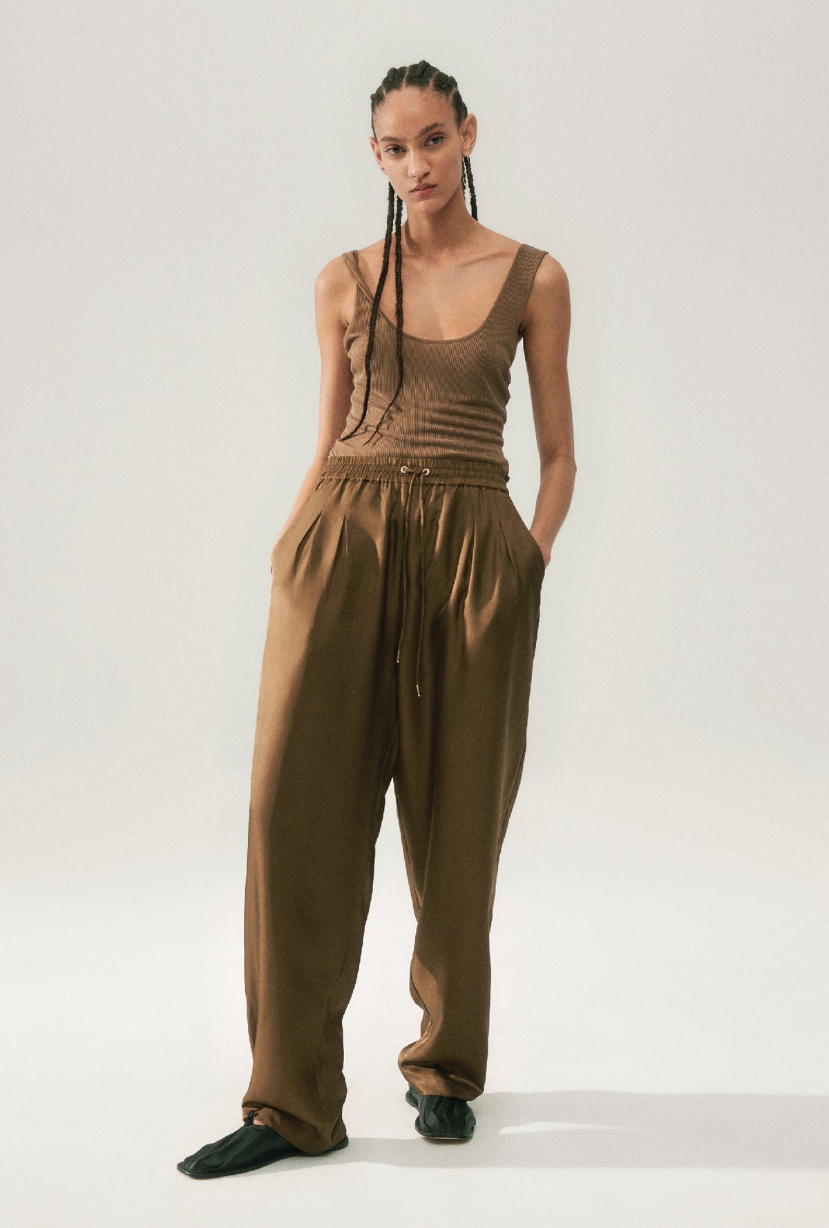 Ribbed Tank Dark Earth