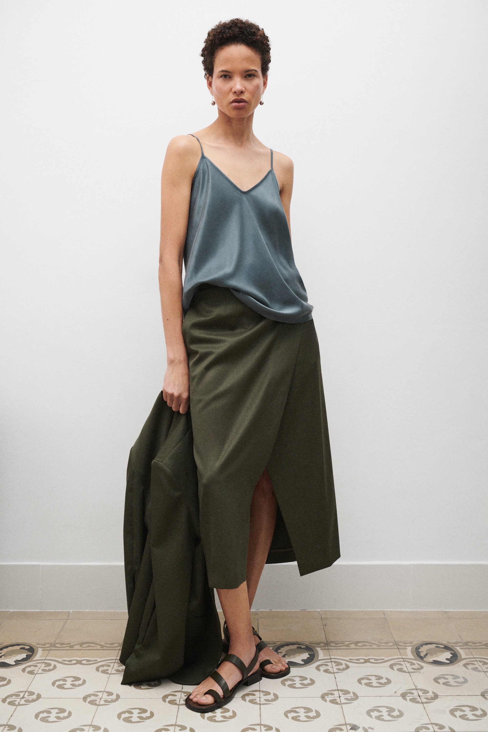 Bias Cut Cami Slate