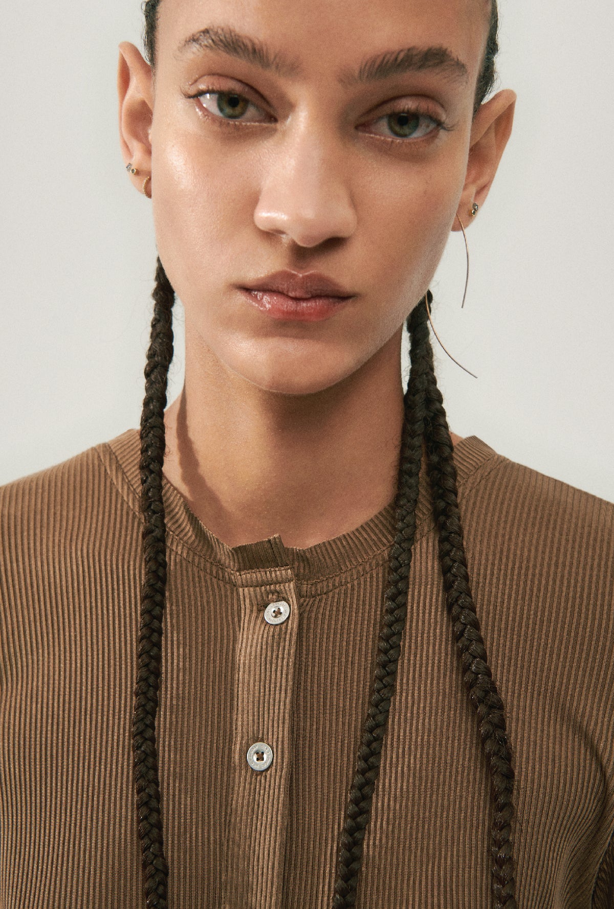 Ribbed Kia Cardigan Dark Earth