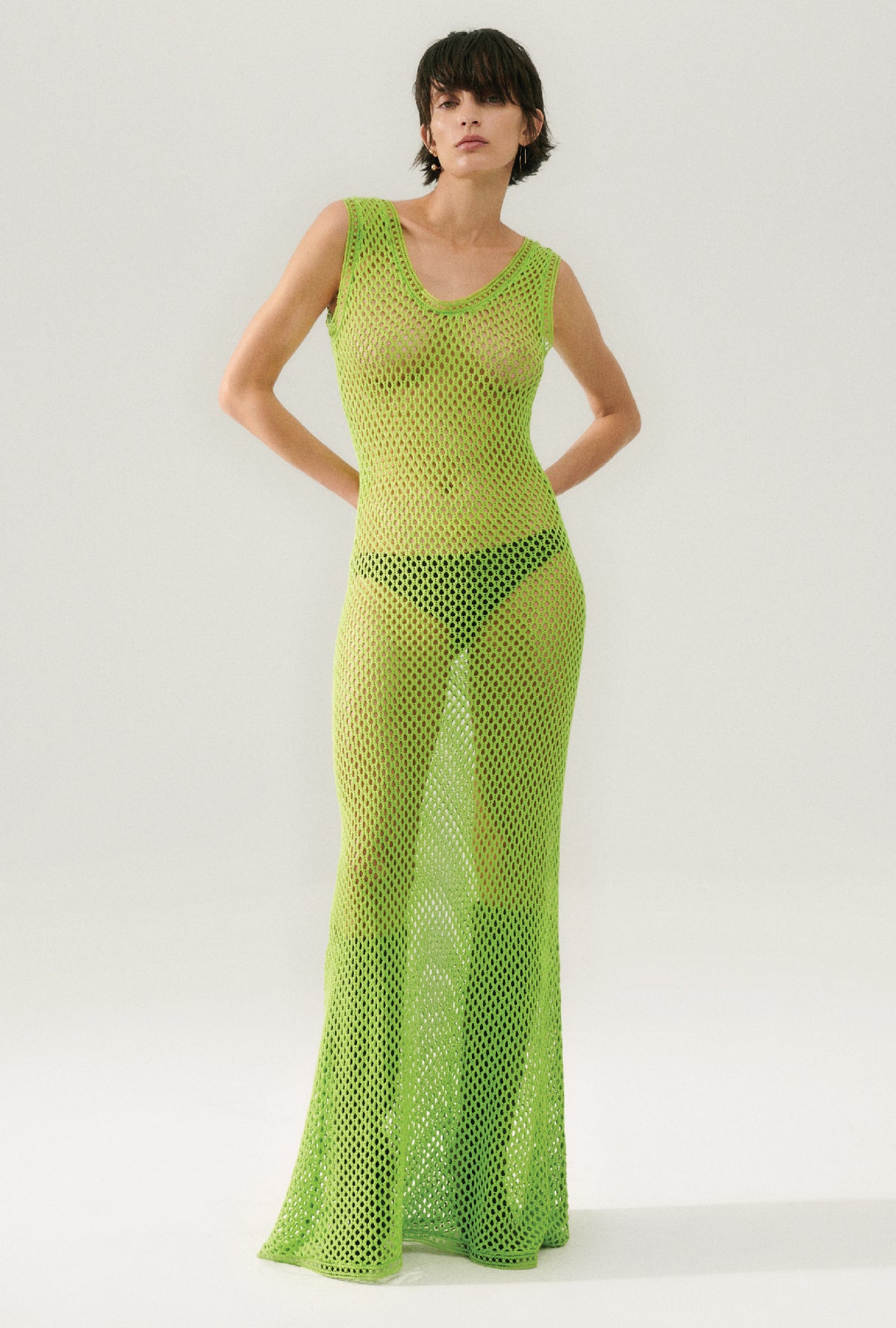 Crochet Scoop Neck Dress Fern