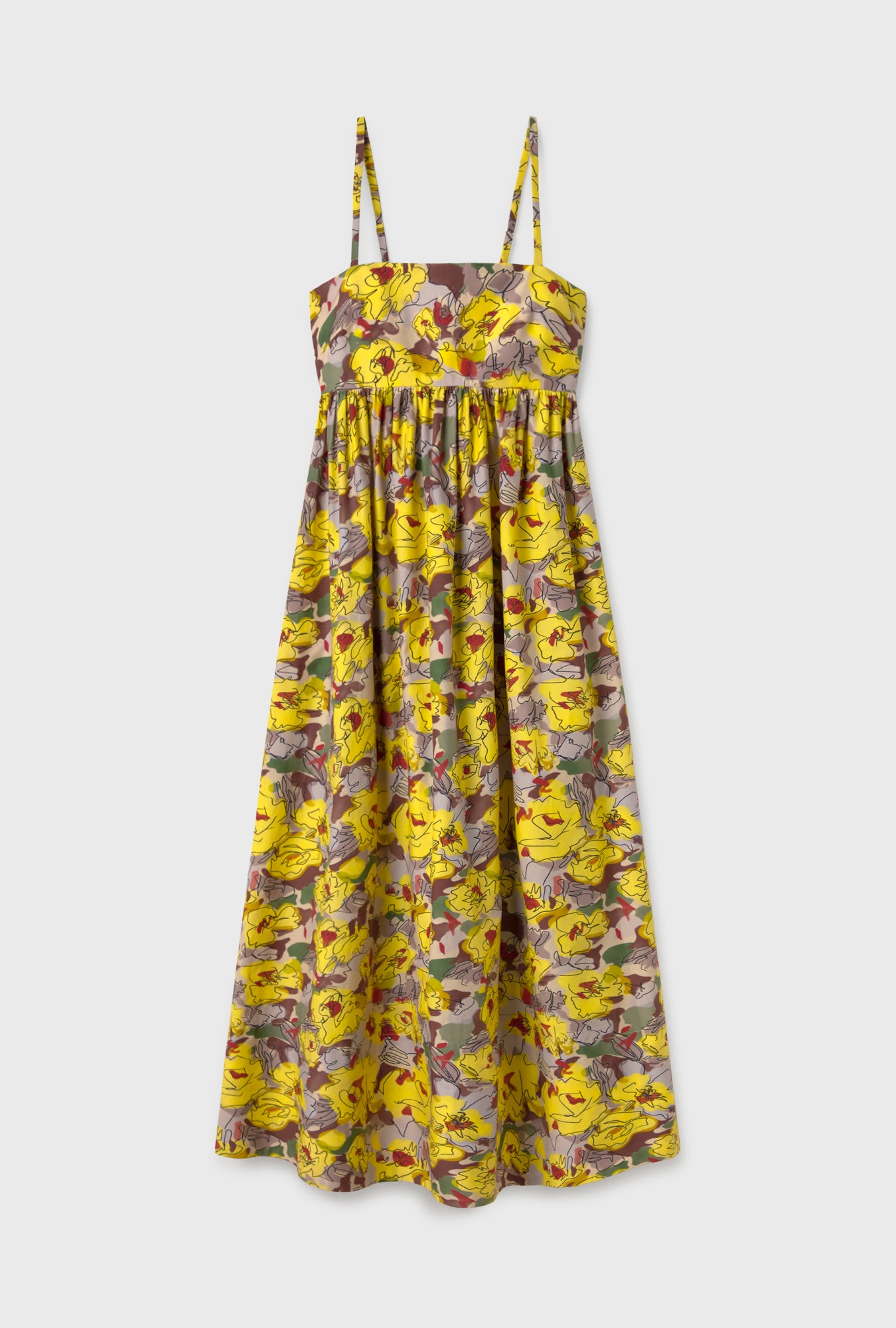 COTTON SILK TULIP DRESS SUNFLOWER FLORAL