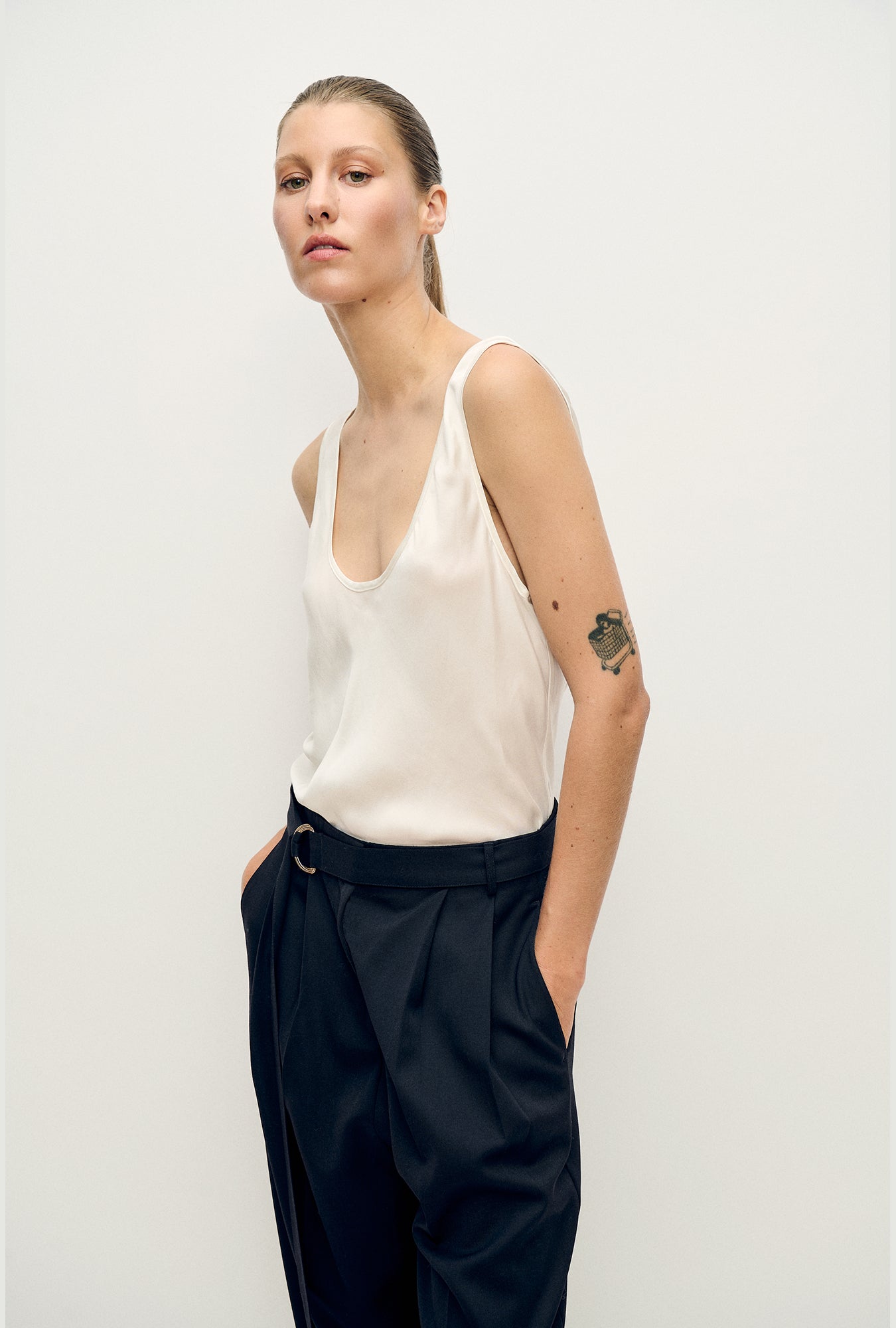 Scoop Neck Tank White