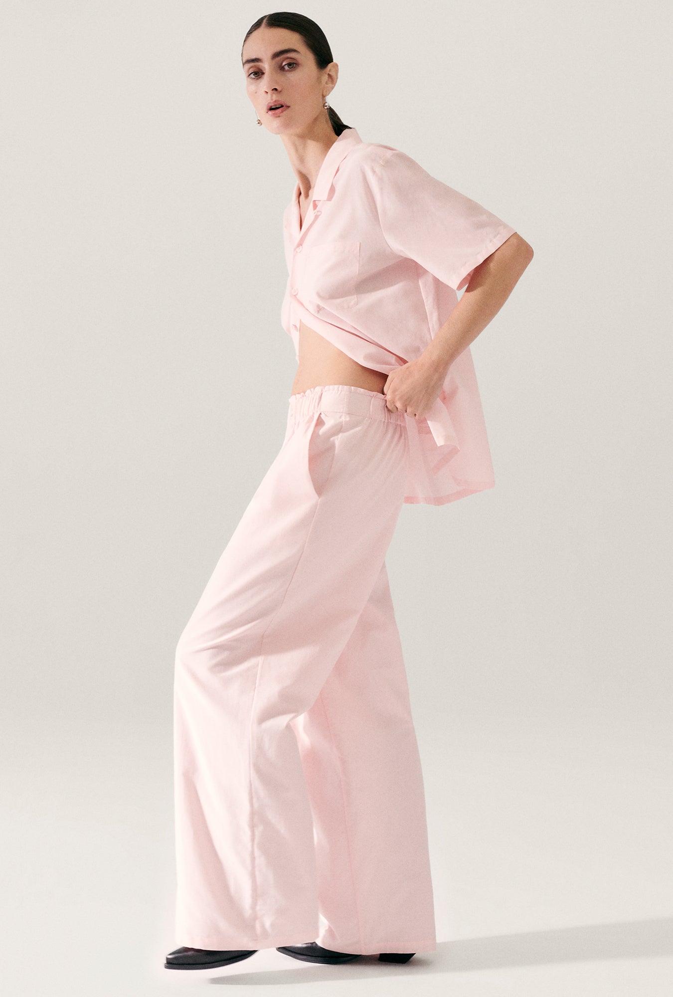Cotton Silk Paper Bag Pants Hydrogen