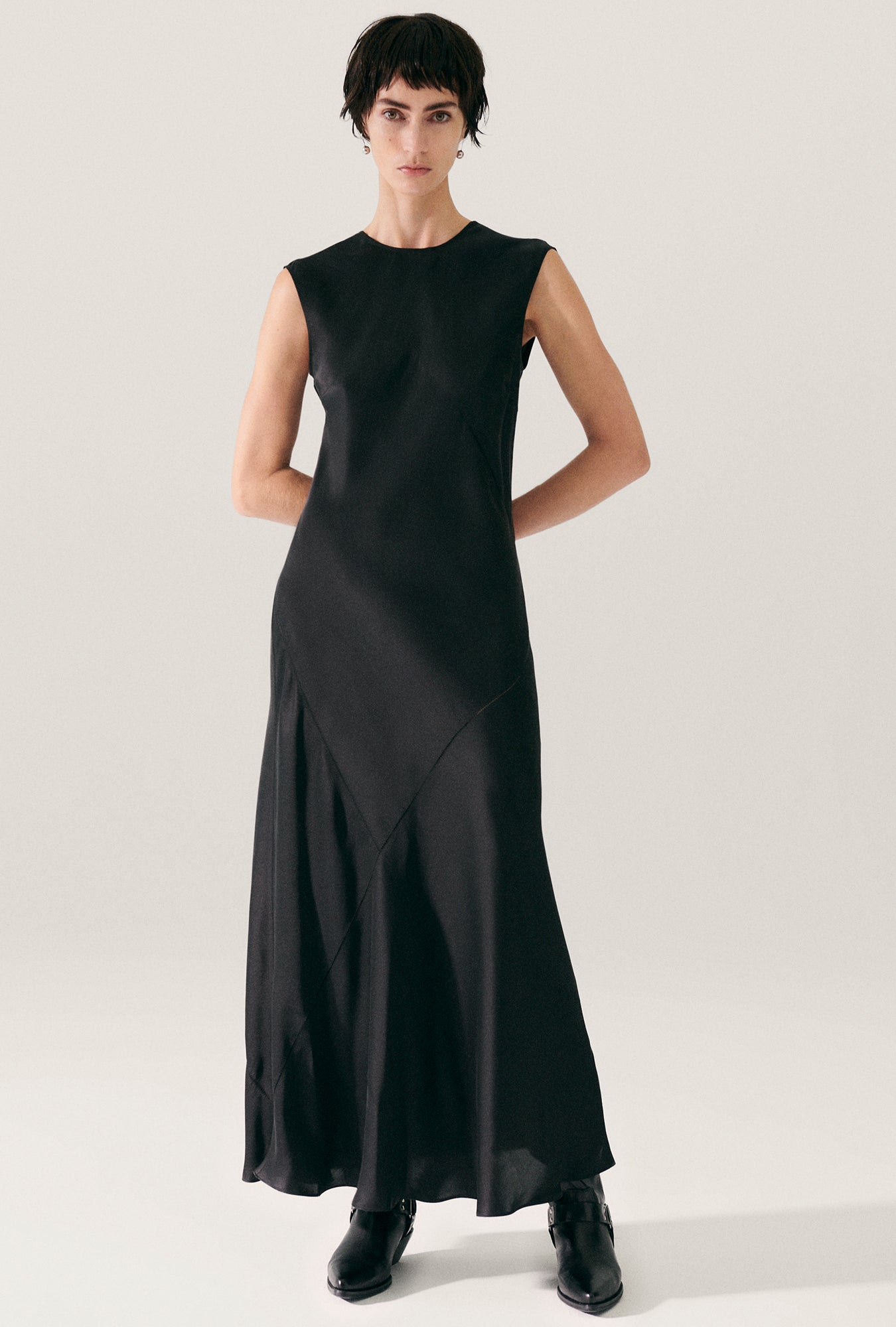 Splice Sleeveless Dress Black