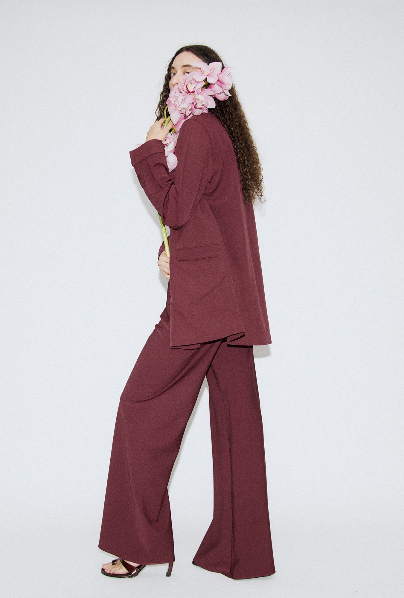 Wool Silk Relaxed Blazer Deadleaf