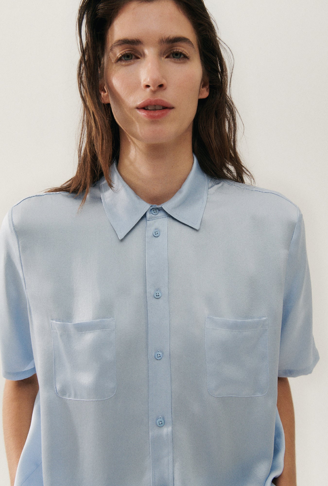Short Sleeve Boyfriend Shirt Sky