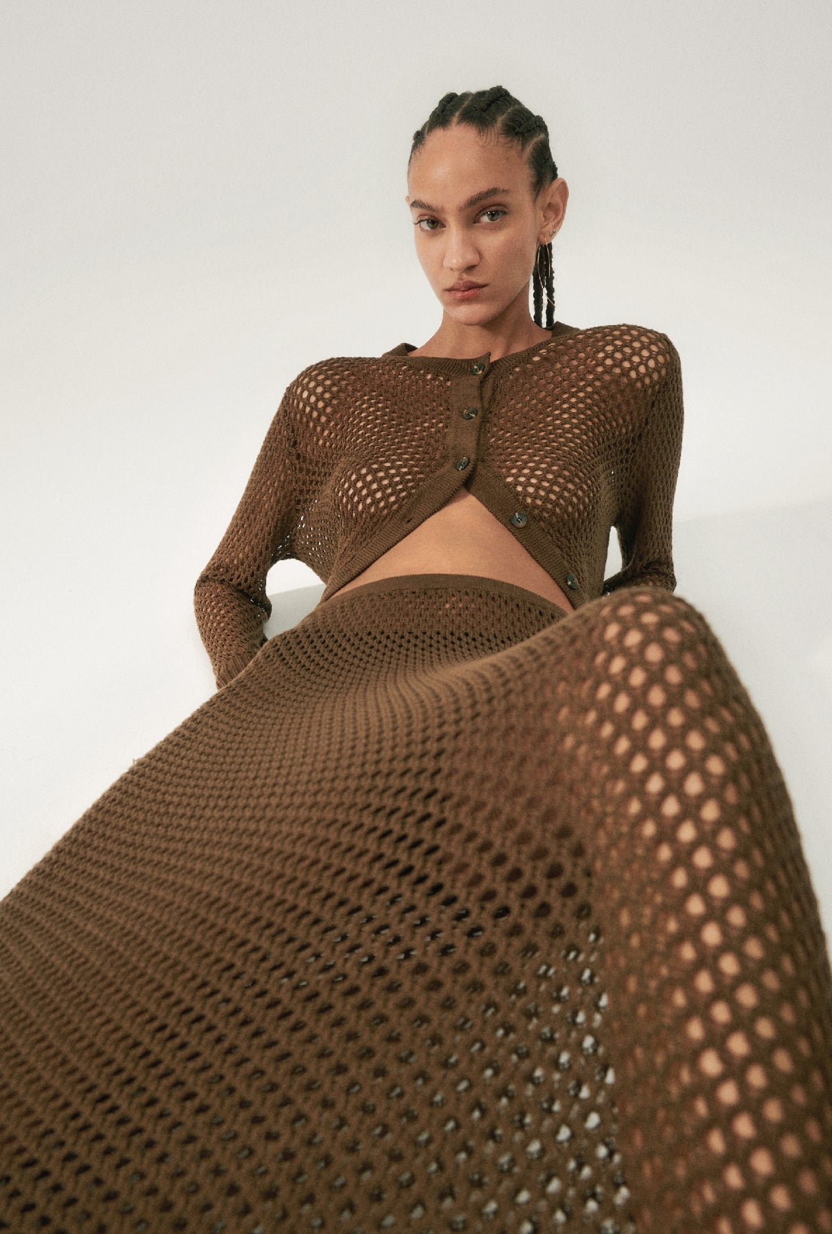 Crochet Straight Skirt Dark Earth