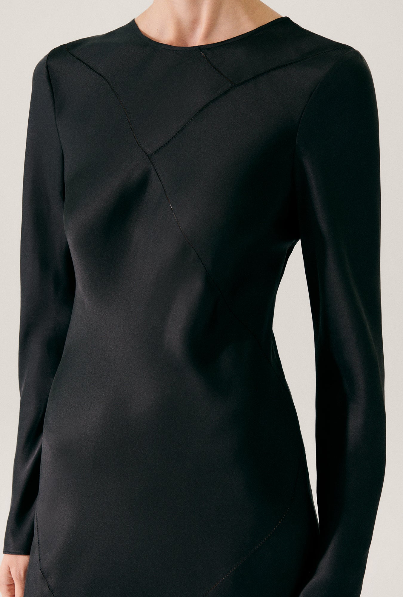 Splice Full Sleeve Bias Dress Black