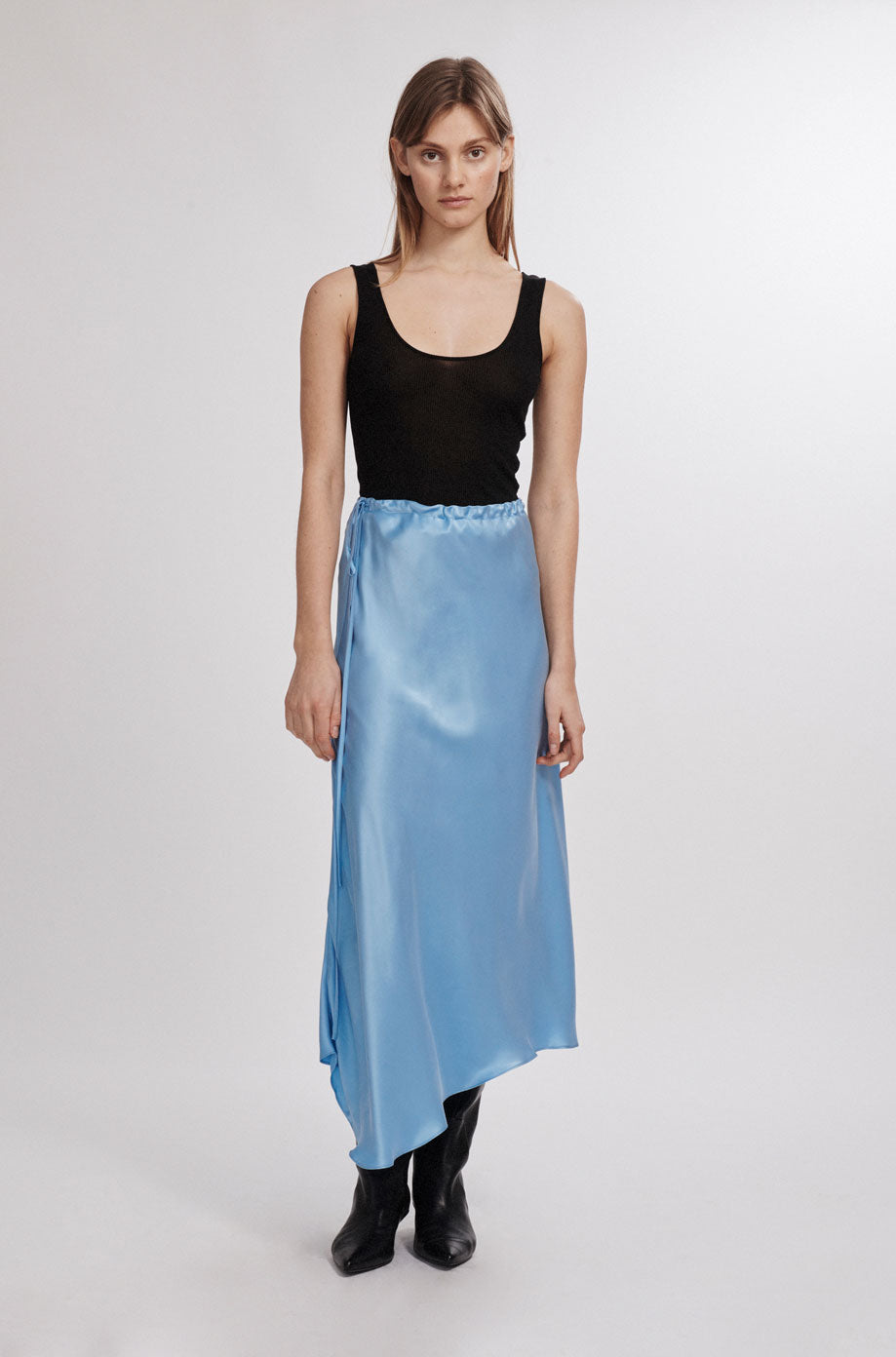 Asymmetric Skirt Airy Blue