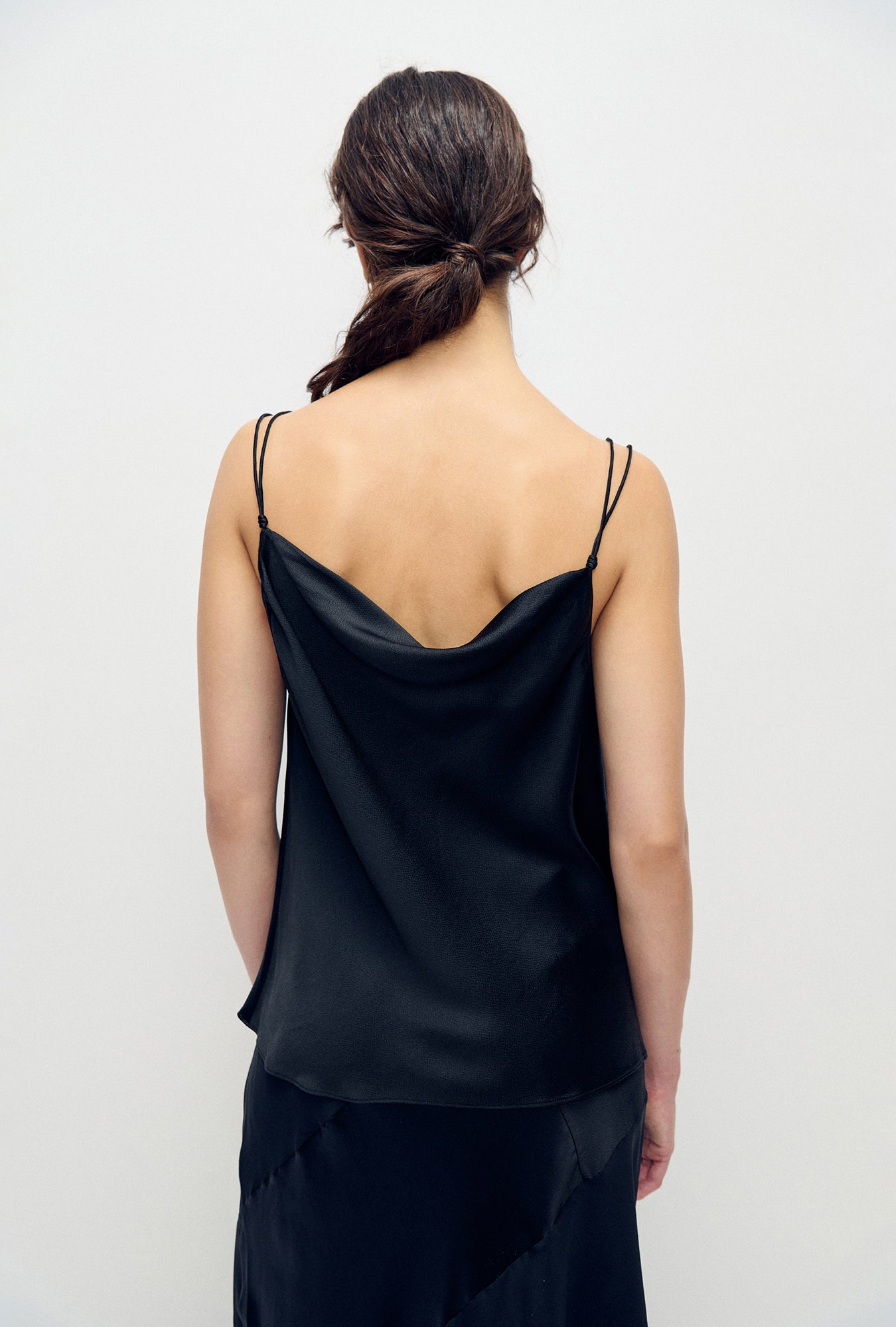 Hammered Drape Cami Black
