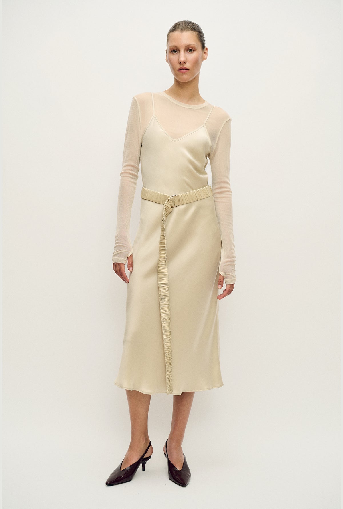 Mesh Long Sleeve Top Hazelnut