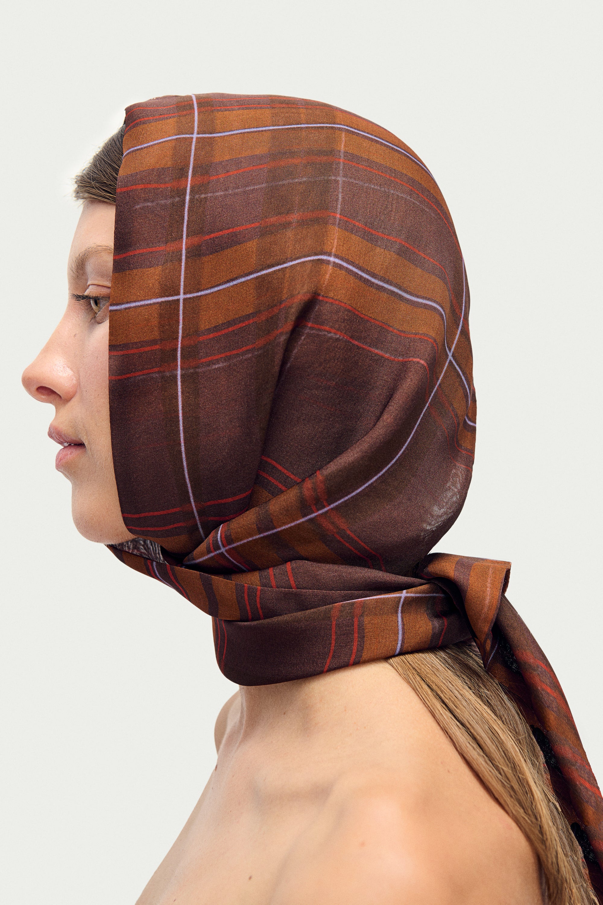Chiffon Hollywood Headscarf Root Plaid