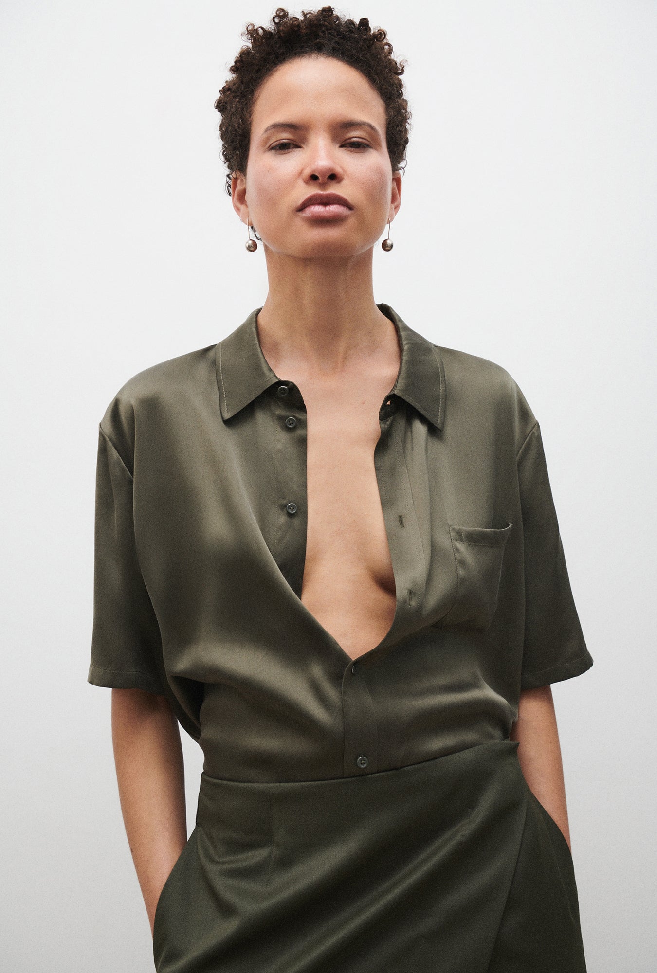Short Sleeve Boyfriend Shirt Pine