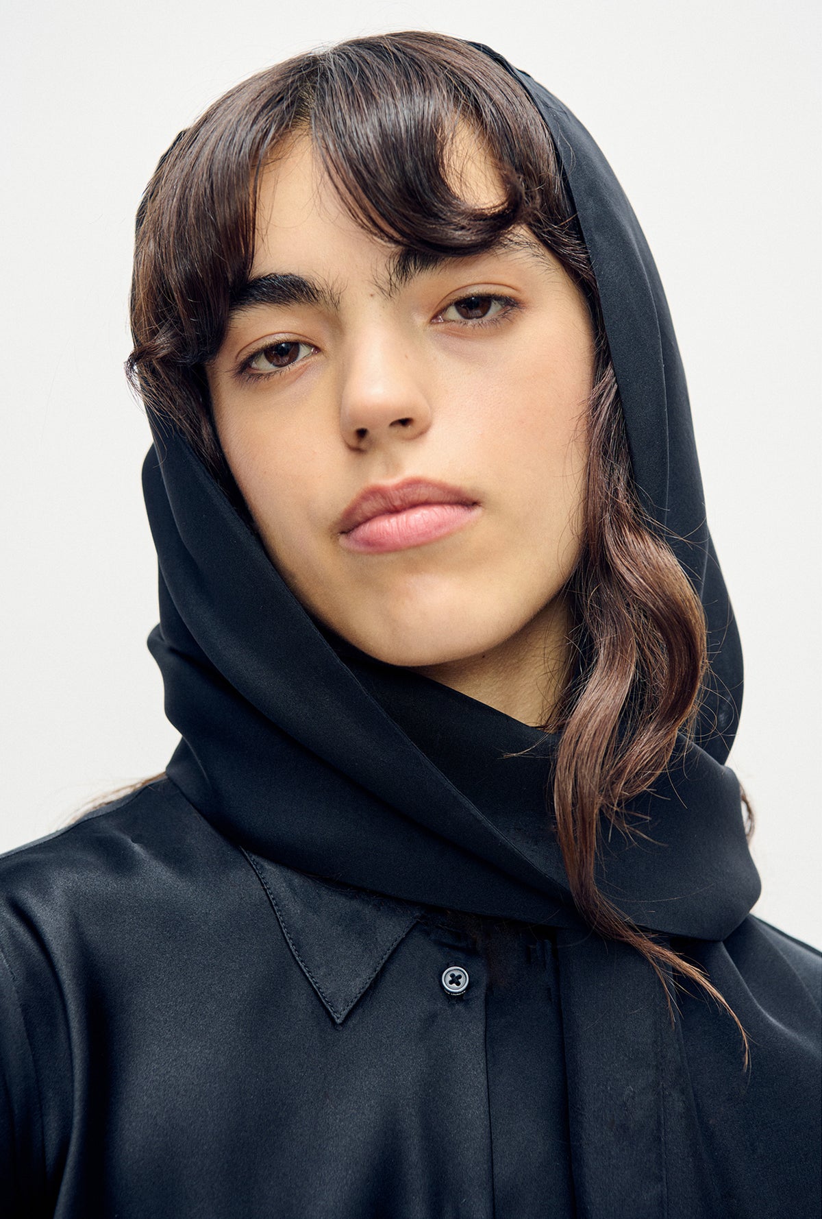 Silk Chiffon Hollywood Headscarf Black