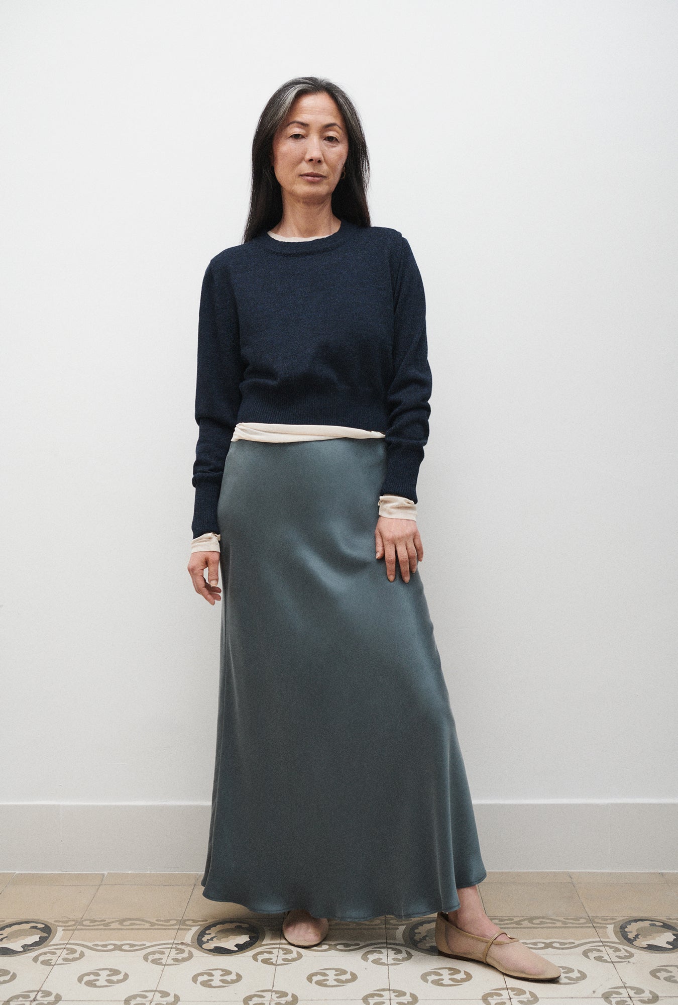 Cropped Crewneck Azul Melange