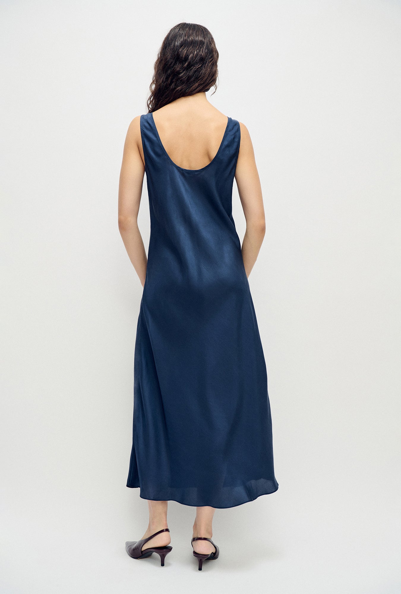 Habotai Scoop Neck Dress Midnight