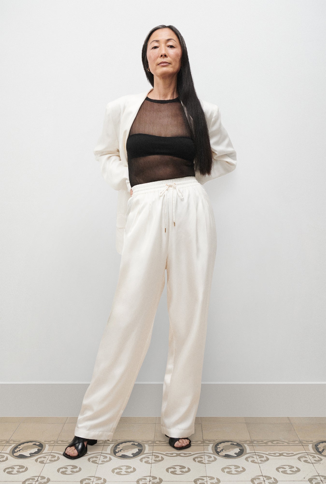 Twill Slouch Pants White