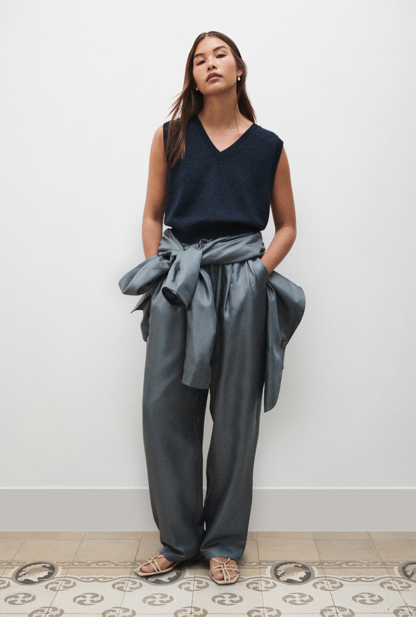 V-Neck Sweater Vest Azul Melange