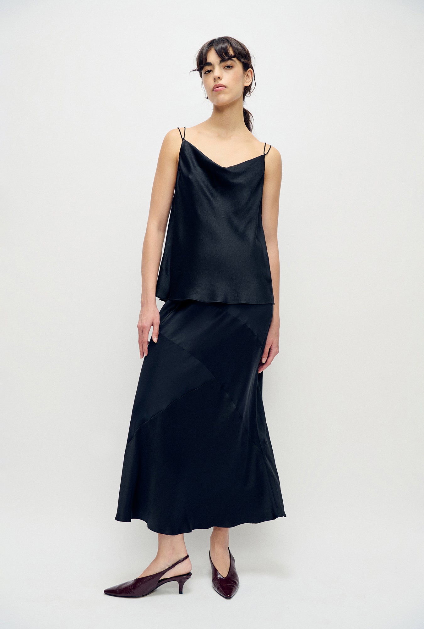 Hammered Drape Cami Black