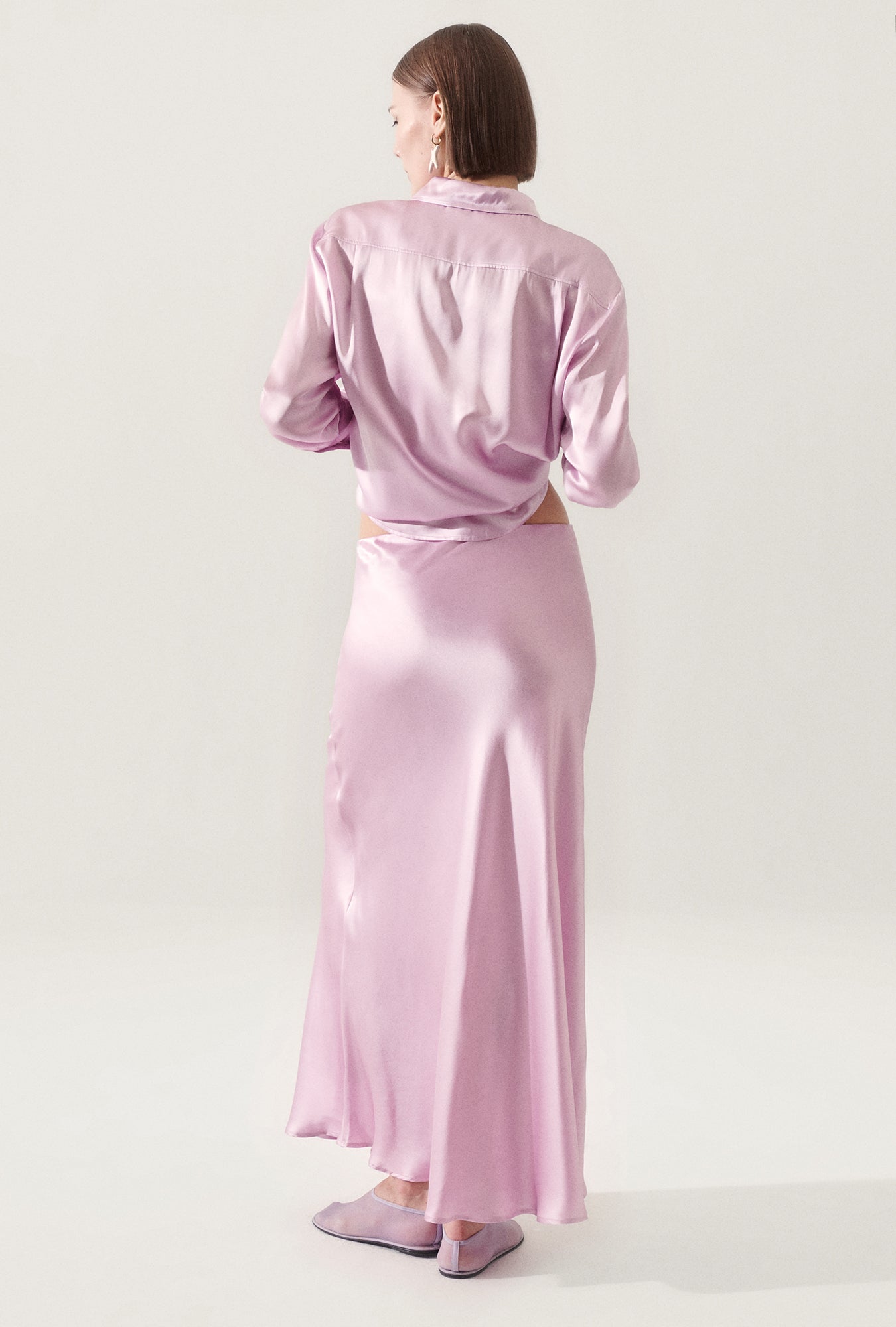 Long Bias Cut Skirt Lilac