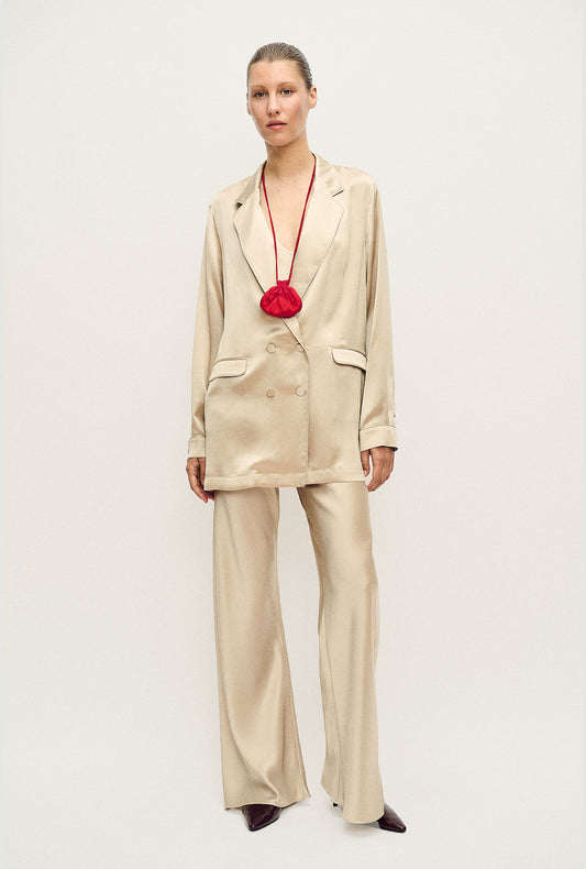 Silk Bias Cut Pants Hazelnut