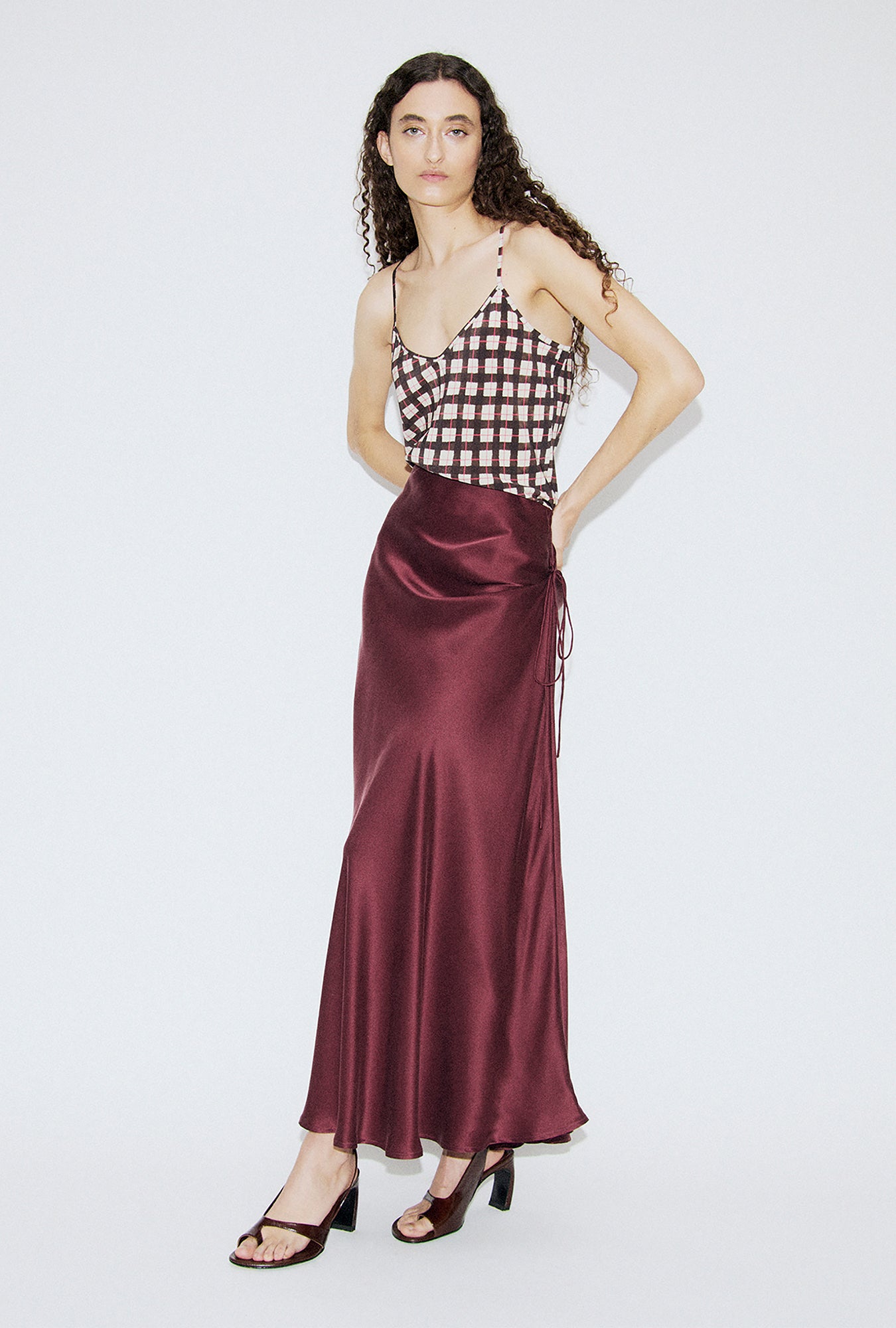 Long Bias Cut Skirt Deadleaf