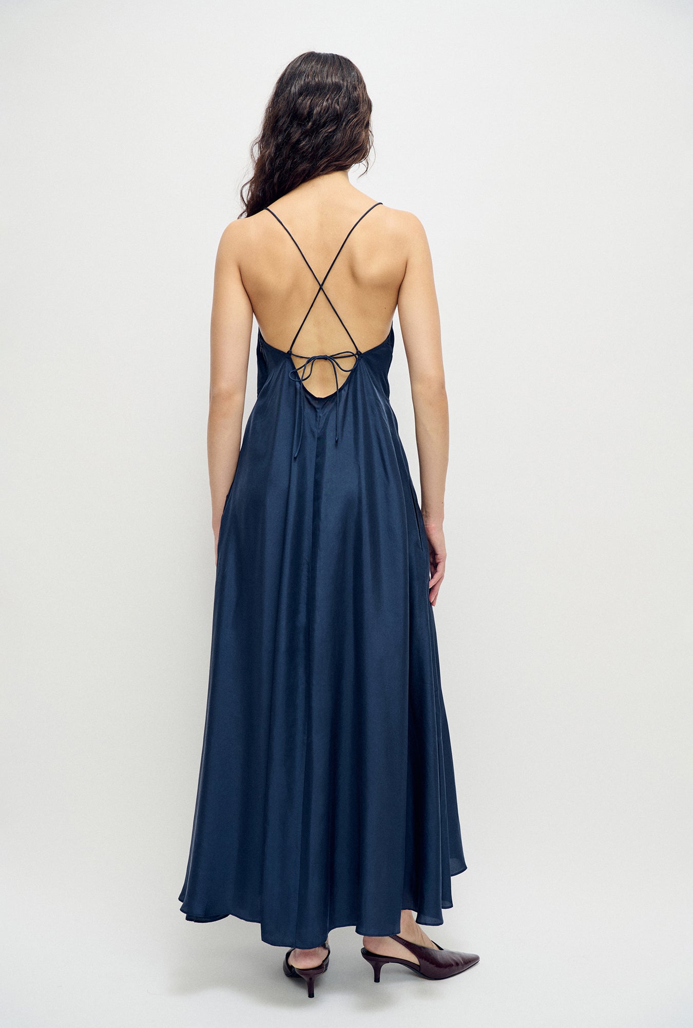 Habotai Long Maxi Dress Midnight