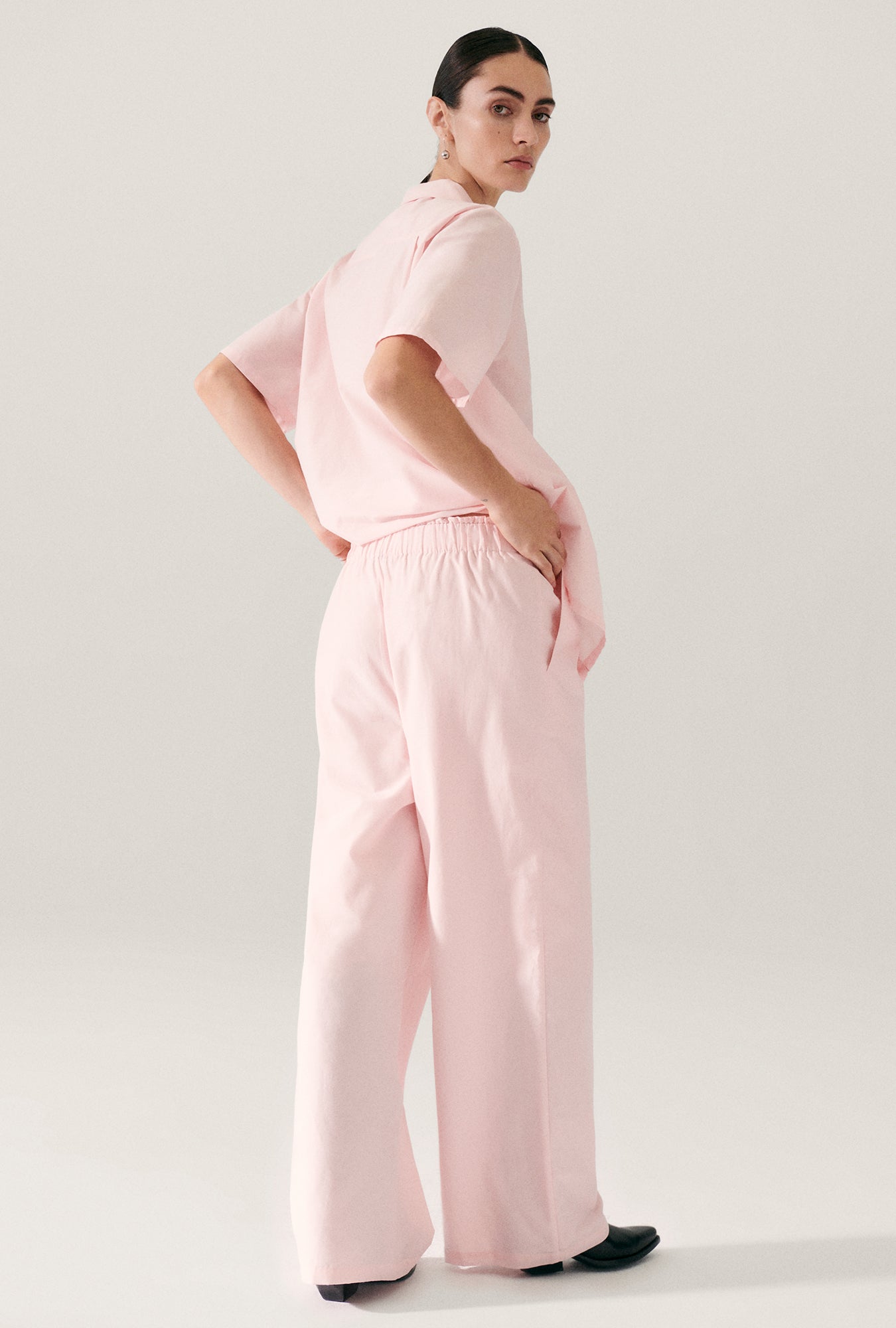 Cotton Silk Paper Bag Pants Hydrogen