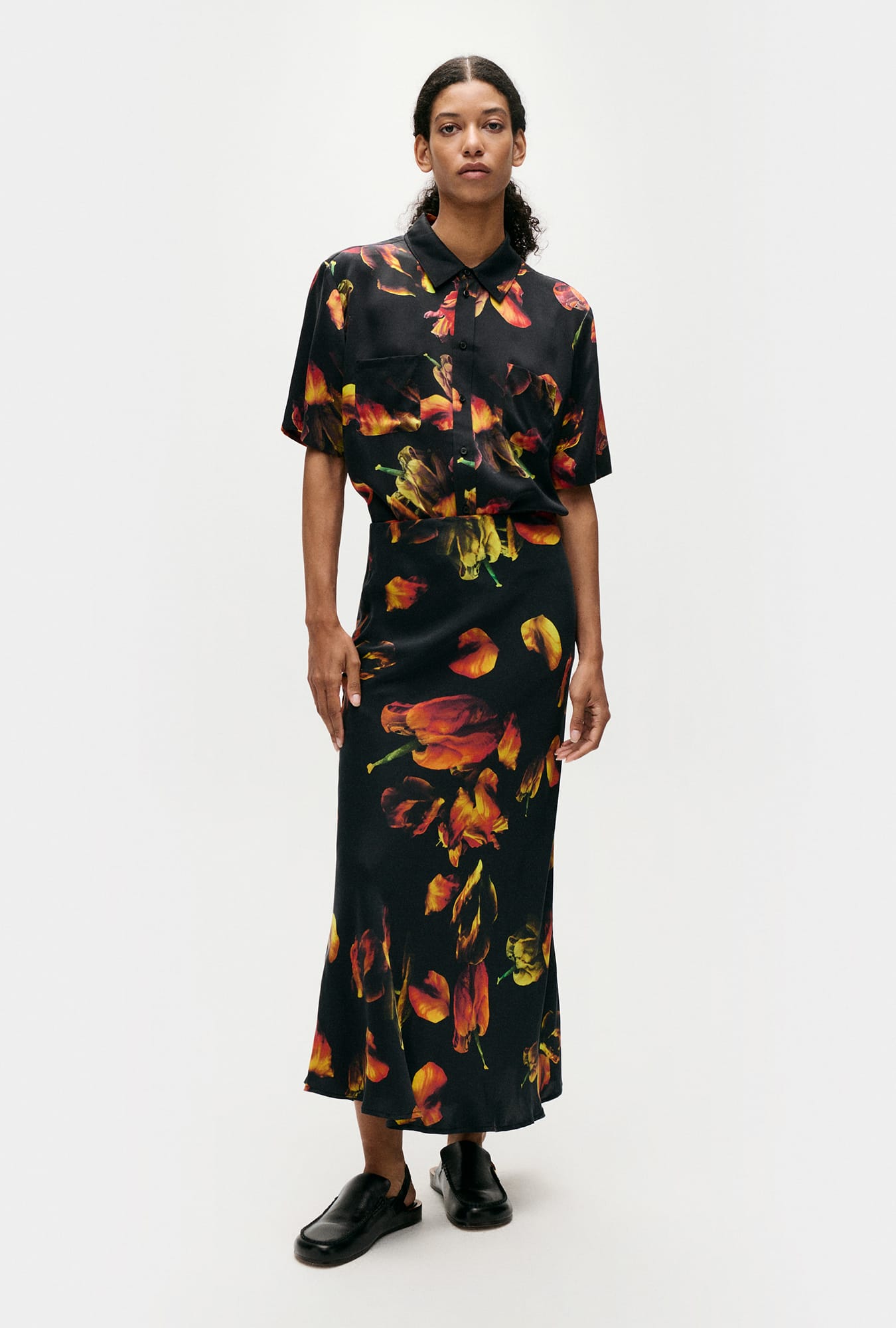 Long Bias Cut Skirt Tulipa Black