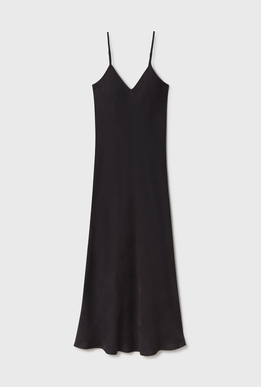 Silk 90s Slip Dress Black